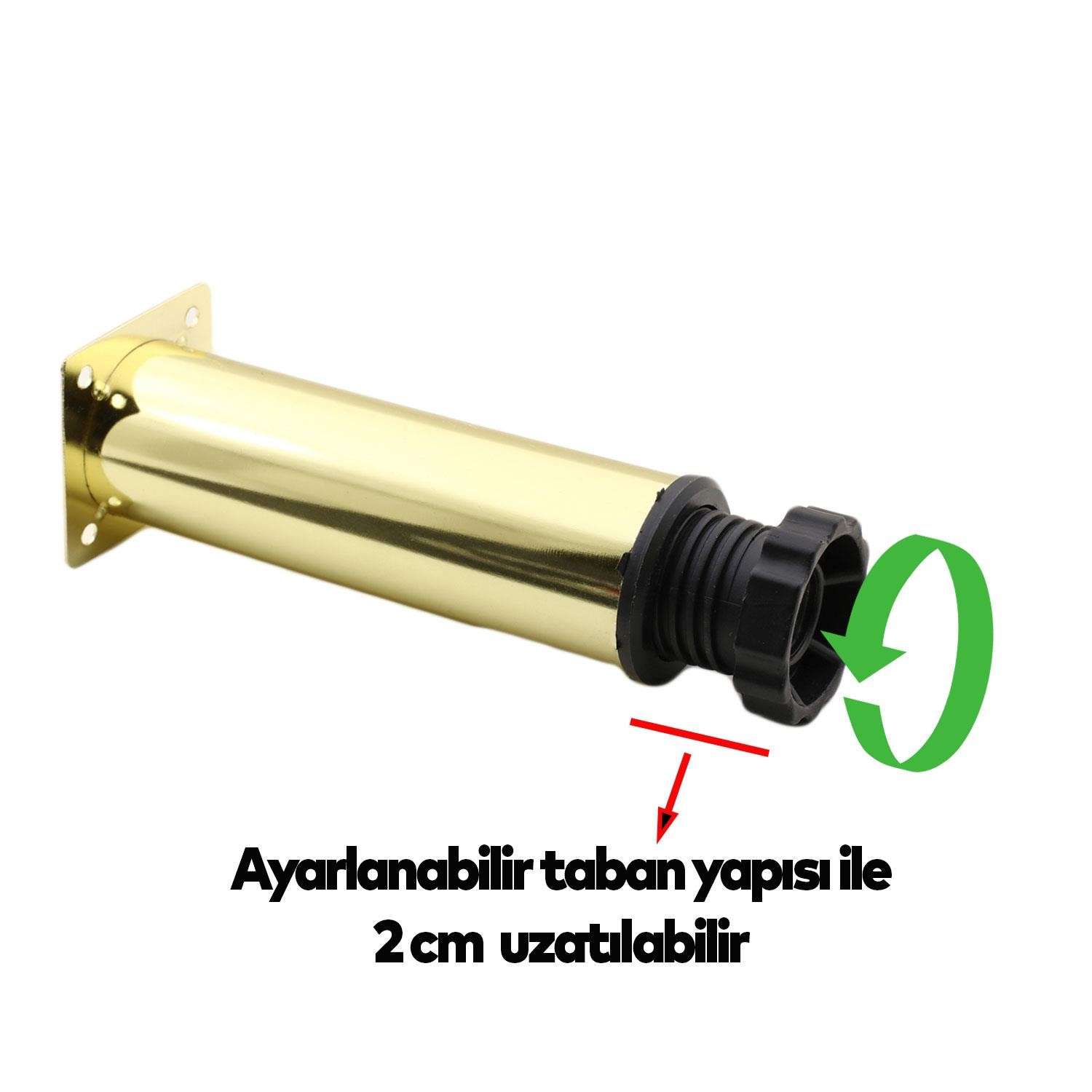 Ayarlanabilir Mobilya Kanepe Baza Koltuk Metal Destek Yükseltici Ayağı 12 cm Gold Ayakları 8 Adet