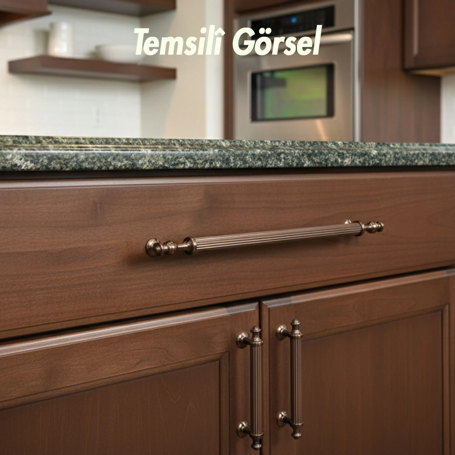 Nesil Çizgili 224 mm Bronz Metal Kulp Mobilya Çekmece Mutfak Dolabı Dolap Kulpları Kulpu Kulpları
