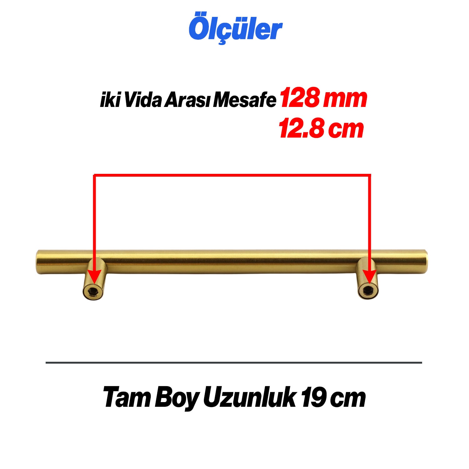 Alteta (128 mm - 12.8 cm) Gold Altın Metal Mobilya Mutfak Çekmece Dolap Dolabı Kulbu Kulpu Kulpları