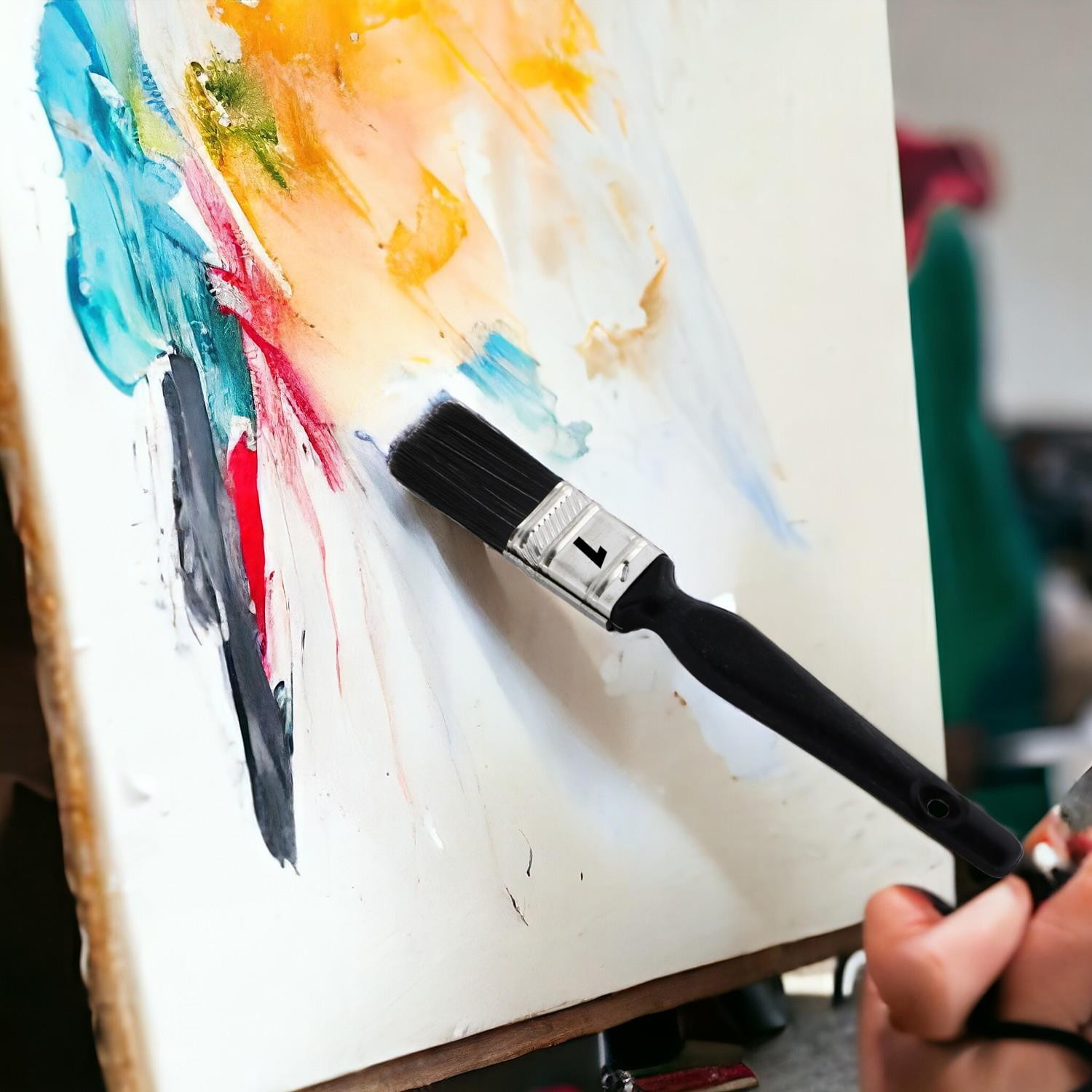 Plastik Saplı Yağlı Boya Fırça No: 1 Resim Ressam Fırçası Hobi Sanat Duvar Metal Ahşap Boyama