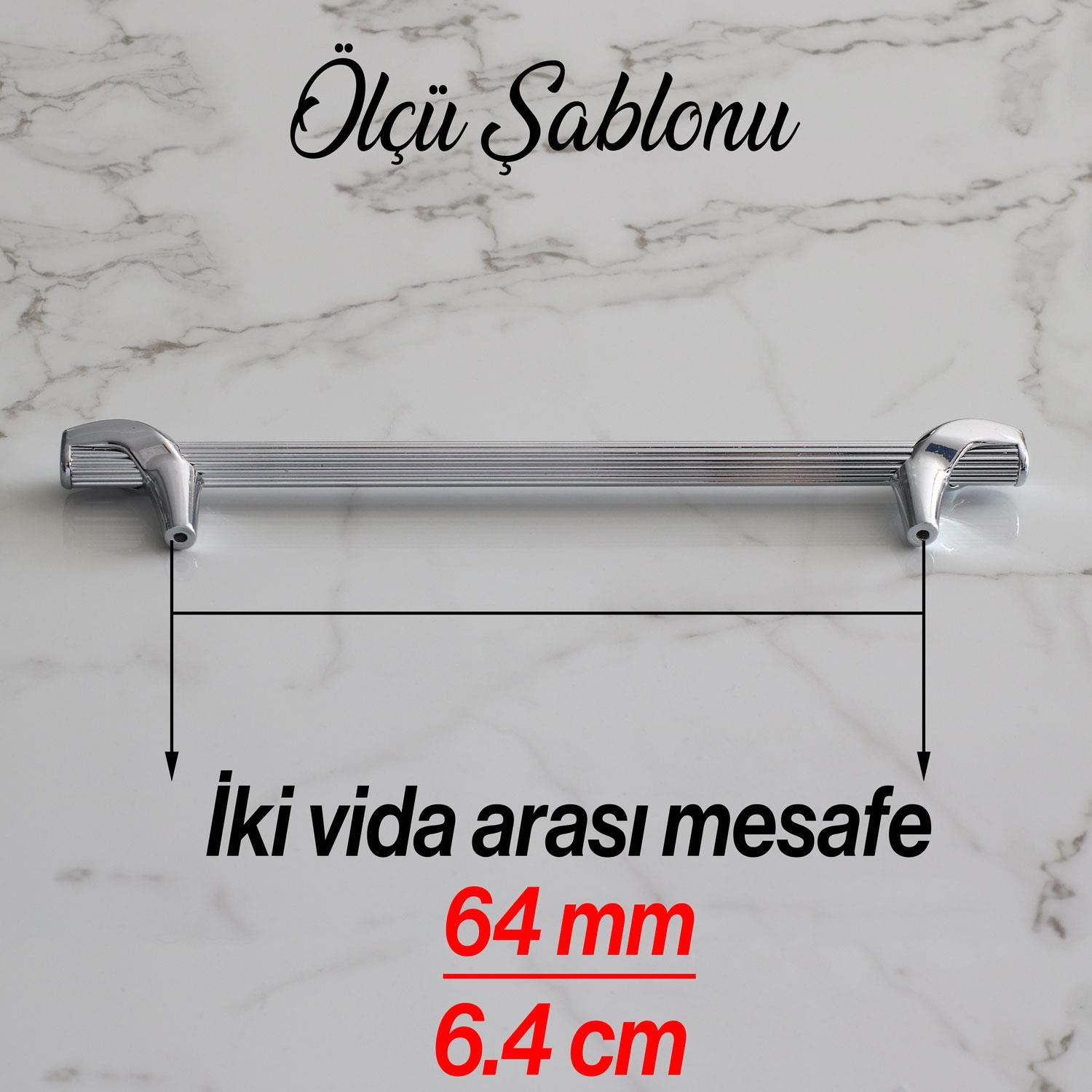 Duru 64 mm Metal Kulp Mobilya Mutfak Dolabı Çekmece Kulpları Dolap Kapak Kulpu Kulbu Krom Renk