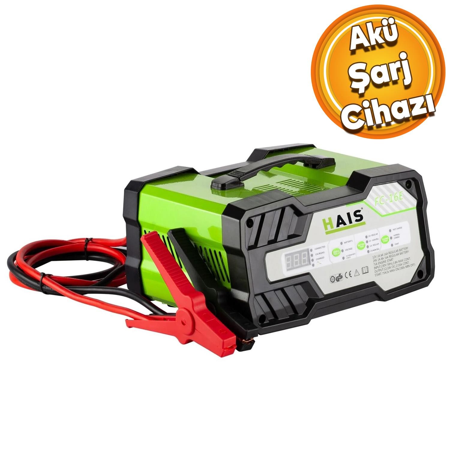 Haıs Akümülatör Redresör Akü Sarj Şarj Dolum Doldurma Cihazı Araç Araba 12-24 Volt 620 Watt FC16E 