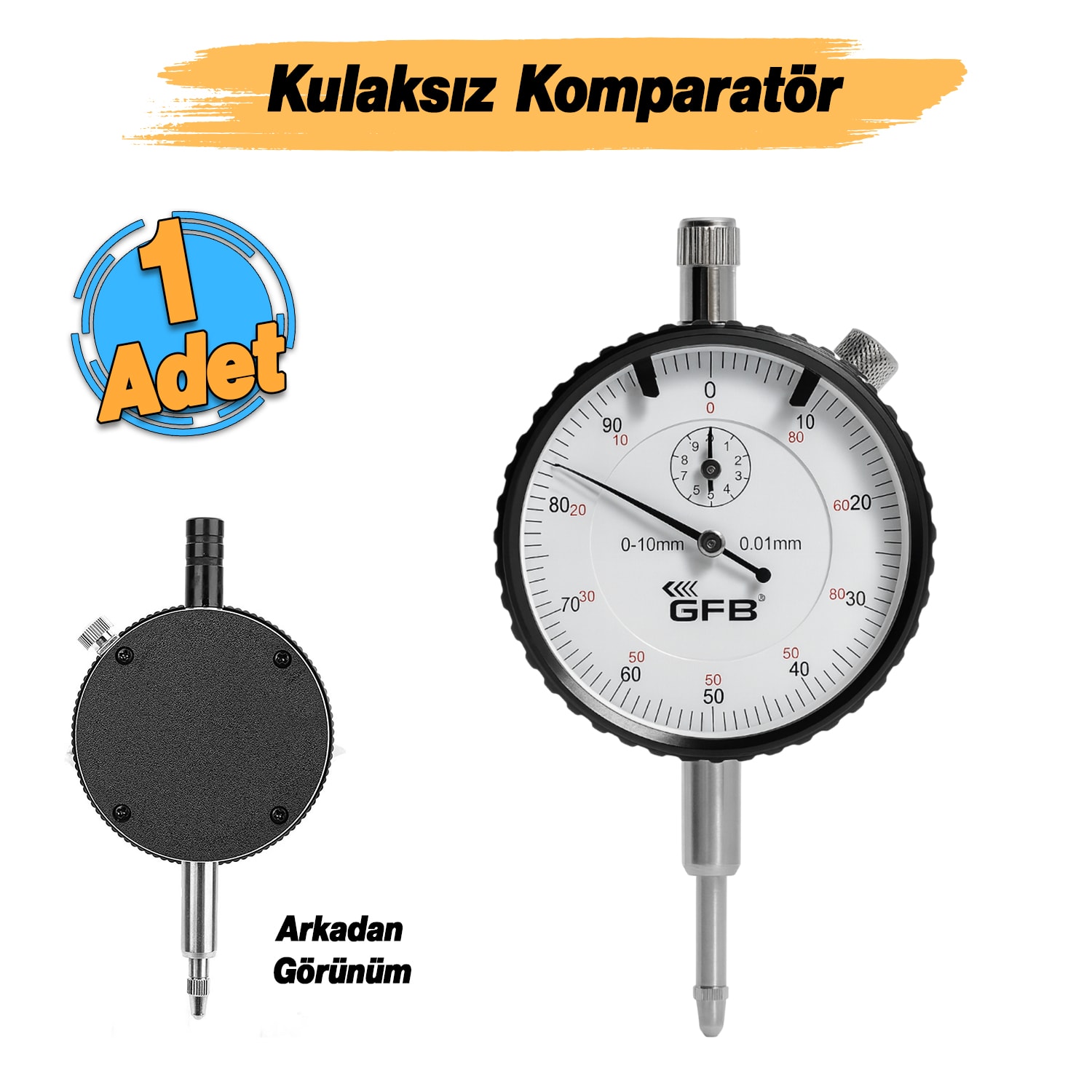 Mekanik Analog İbreli KULAKSIZ Komparatör Saati 0.1 mm-10 mm Mekanik Kadranlı Çevrimli Ölçüm Ayaksız