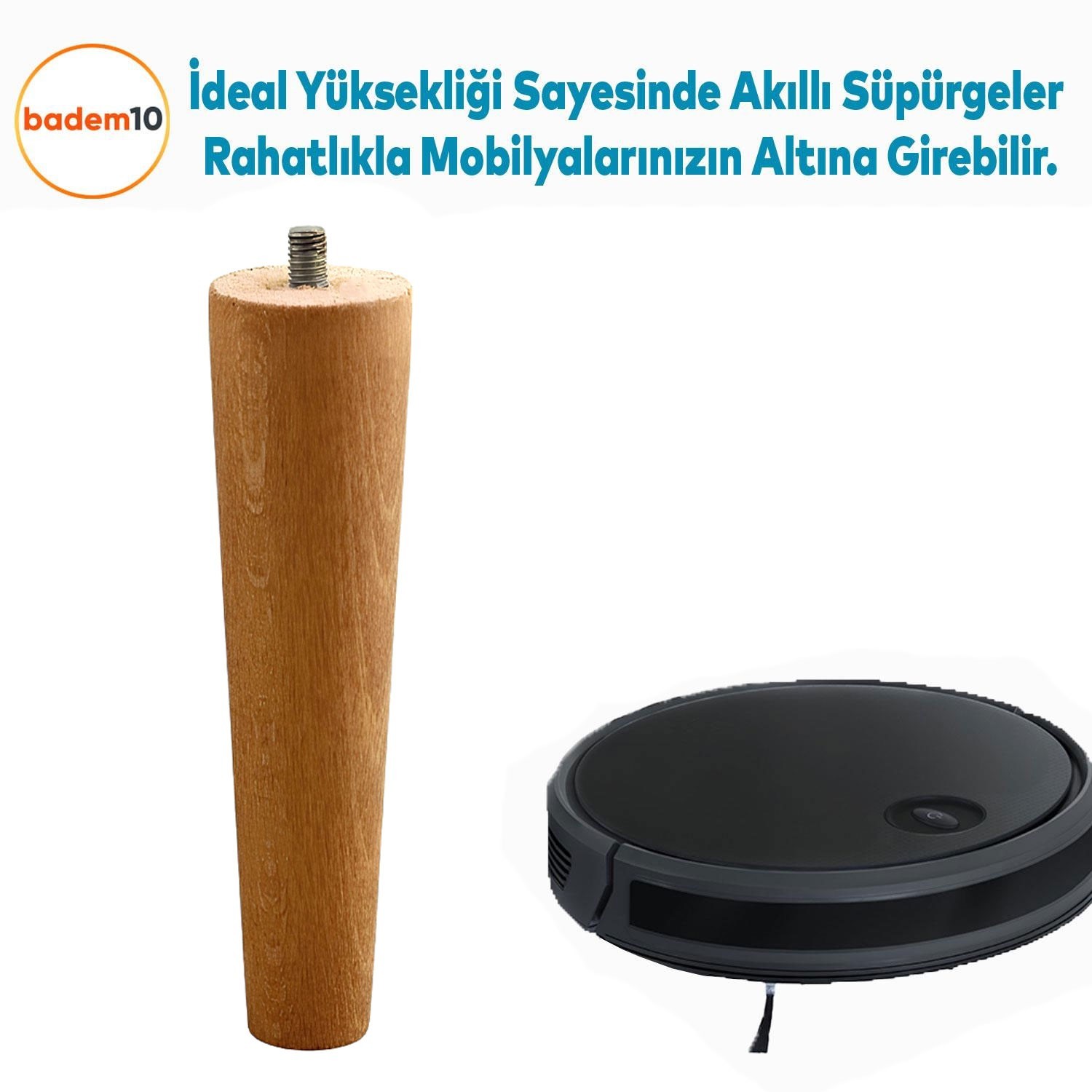 4'lü Set Ahşap 12 cm Mobilya Koltuk Kanepe Sehpa Masa Ayağı Ayakları M8 Civatalı Bağlantı Aparatlı