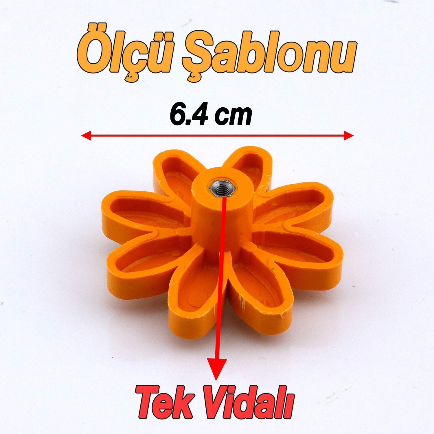 Plastik Papatya Kulp 10 Adet Turuncu Mobilya Çoçuk Odası Kız Erkek Dolap Kapak Kulpu Çekmece Kulbu