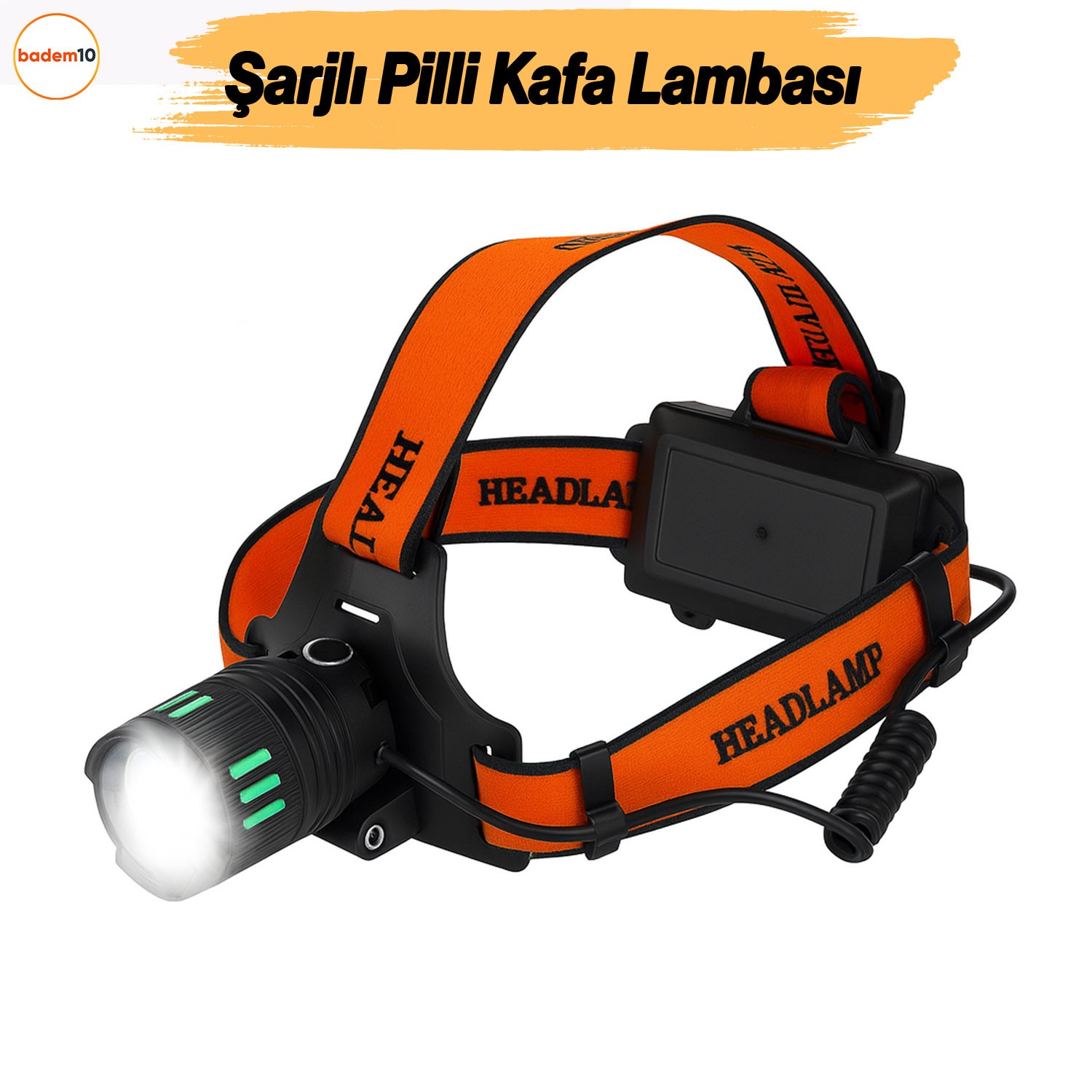 Kafa Lambası Zoomlu 60W Uzun Menzil Usb Şarjlı Powerbank Ledli Işık Su Geçirmez Kamp El Feneri