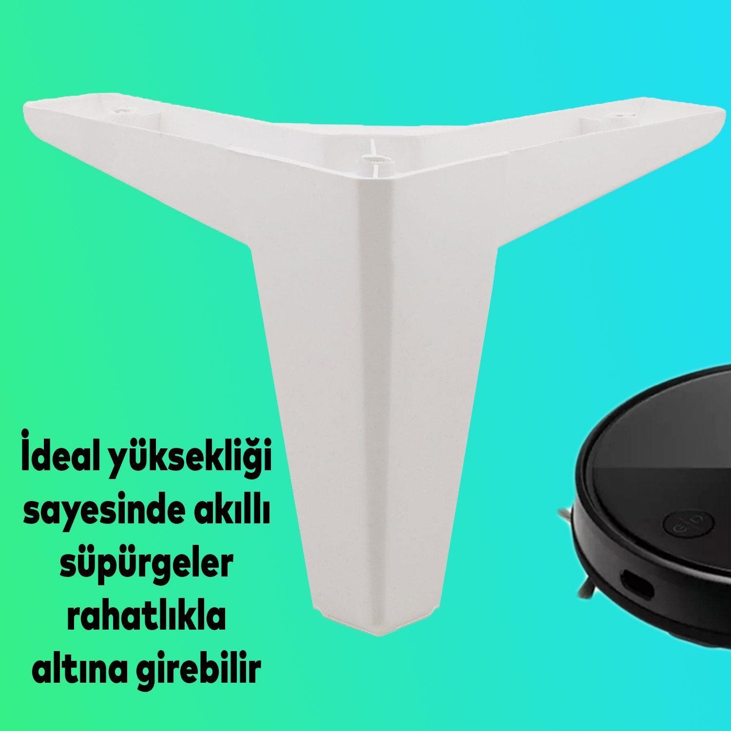 Sedir 6'lı Set Mobilya TV Ünitesi Çekyat Koltuk Kanepe Destek Ayağı 12 cm Beyaz Baza Ayak M8 Destek