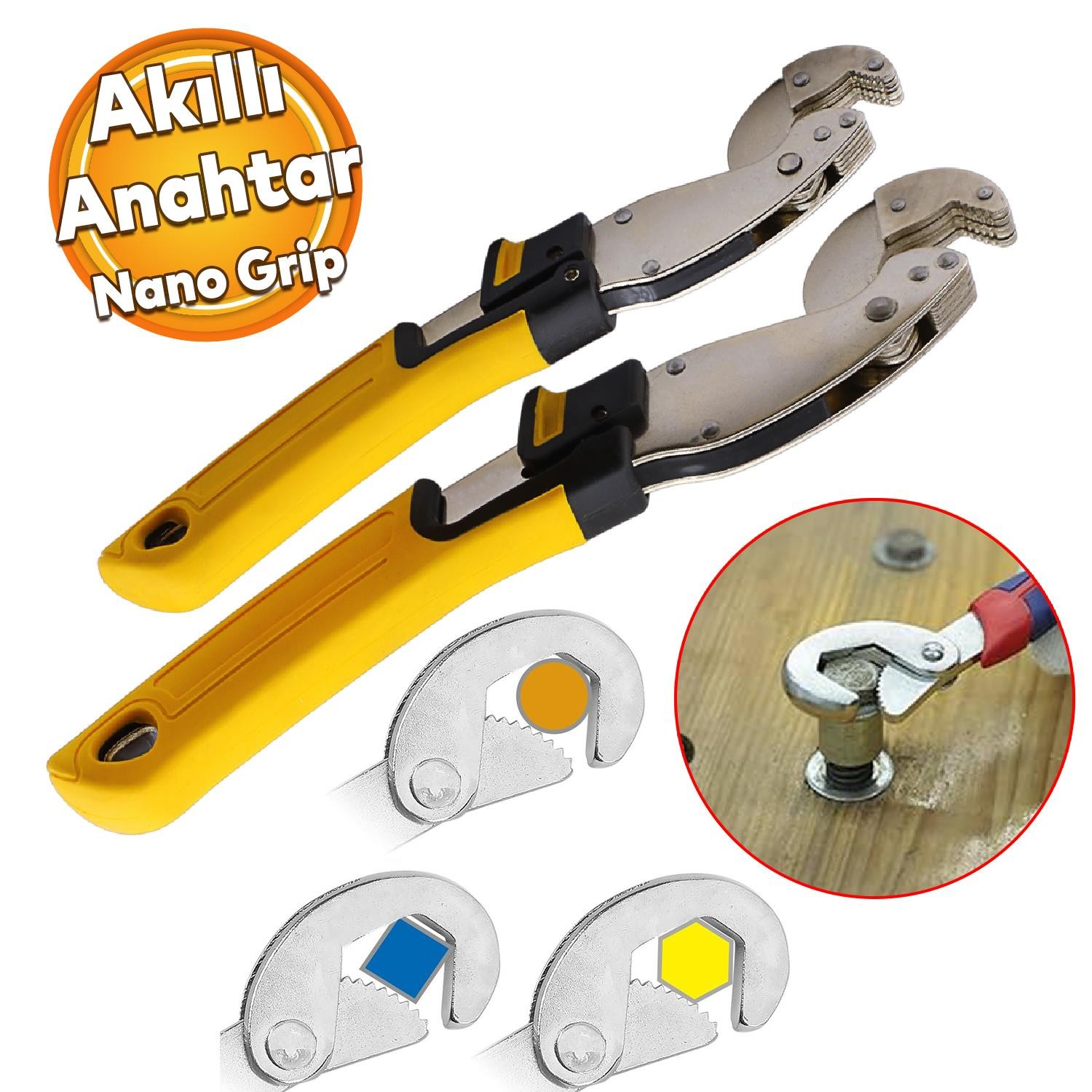 Akıllı Boru İngiliz Anahtarı Çok Amaçlı Nano Grip Kurbağacık Set 2'li Set 10 - 24 mm Civata Somun