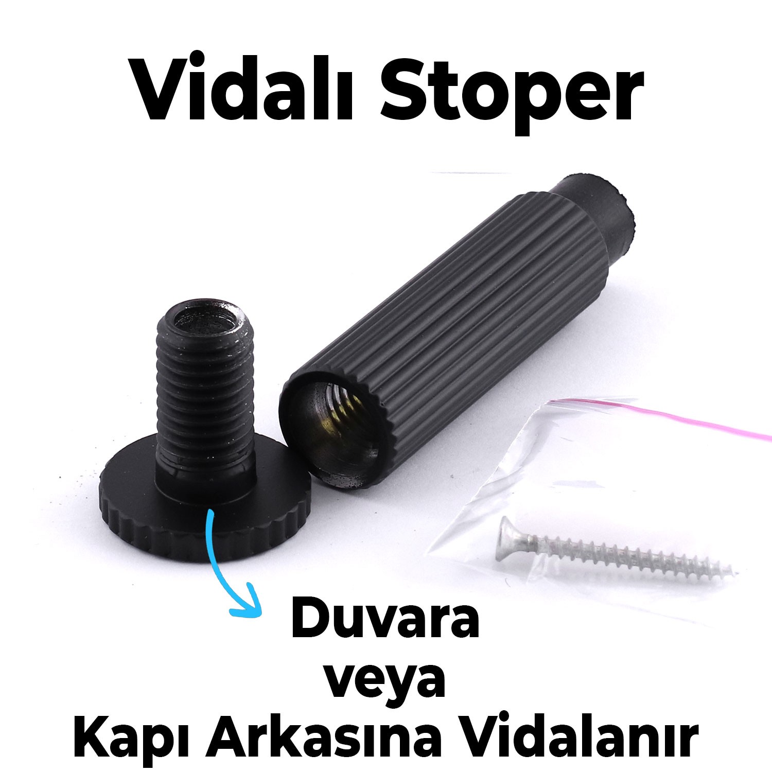 Kapı Stoperi Tamponu Çizgili Siyah Vidalı Metal Tutacağı Tutucu Kapı Arkası Duvar Kolu Stopu Takozu