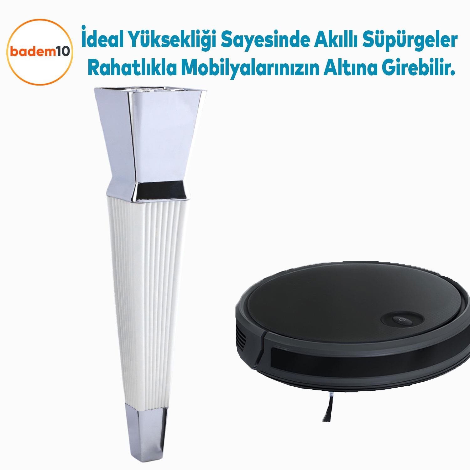 Dempa Lüks Mobilya Oturma Grubu Kanepe Tv Ünitesi Konsol Koltuk Ayağı Baza Ayakları Beyaz Krom 26 Cm