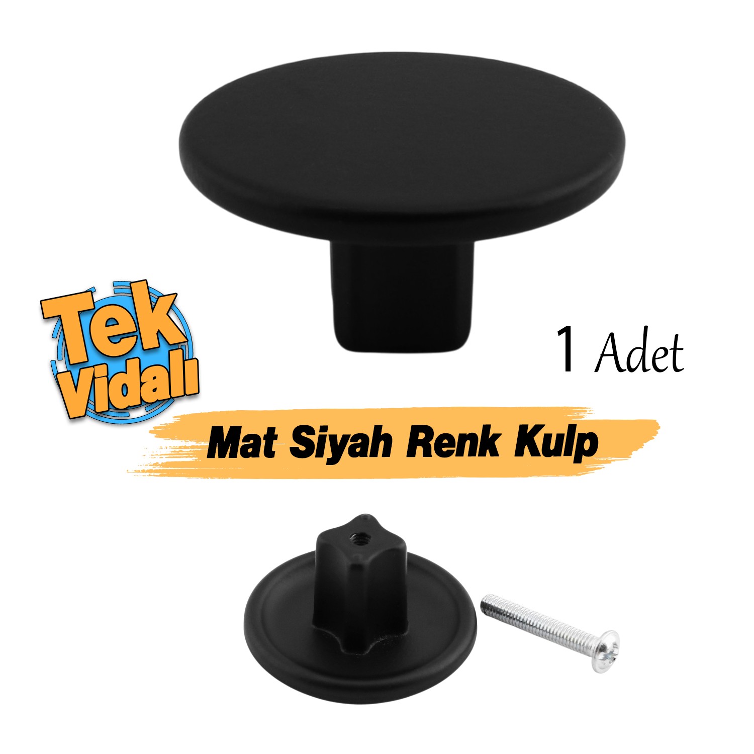 Tek Vidalı Düz Lüks Mat Siyah Düğme Metal Kulp Çekmece Mobilya Mutfak Dolabı Dolap Kulbu Kulplar