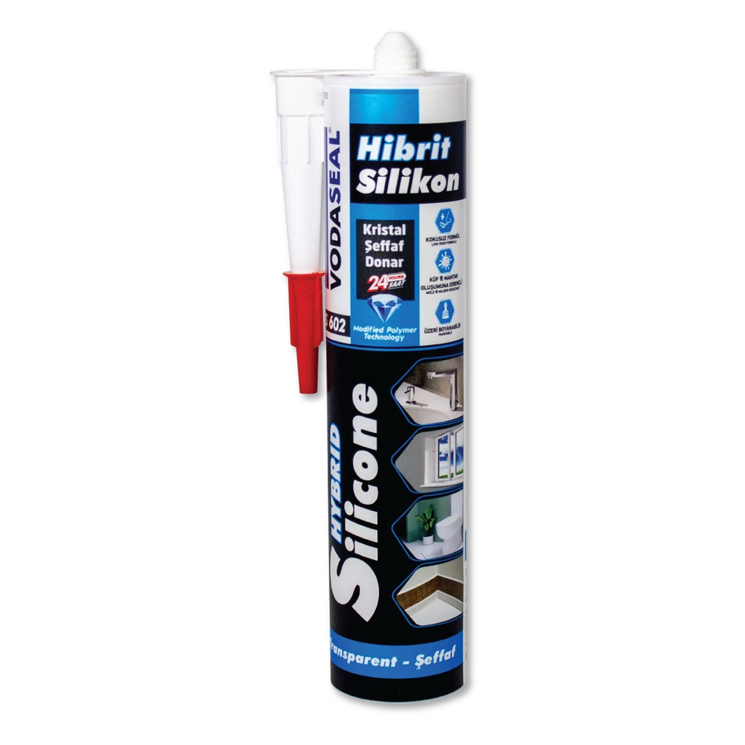 Vodaseal Şeffaf Hibrit Silikon Universal Genel Amaçlı Kokusuz Mastik Elastik 280 Gr