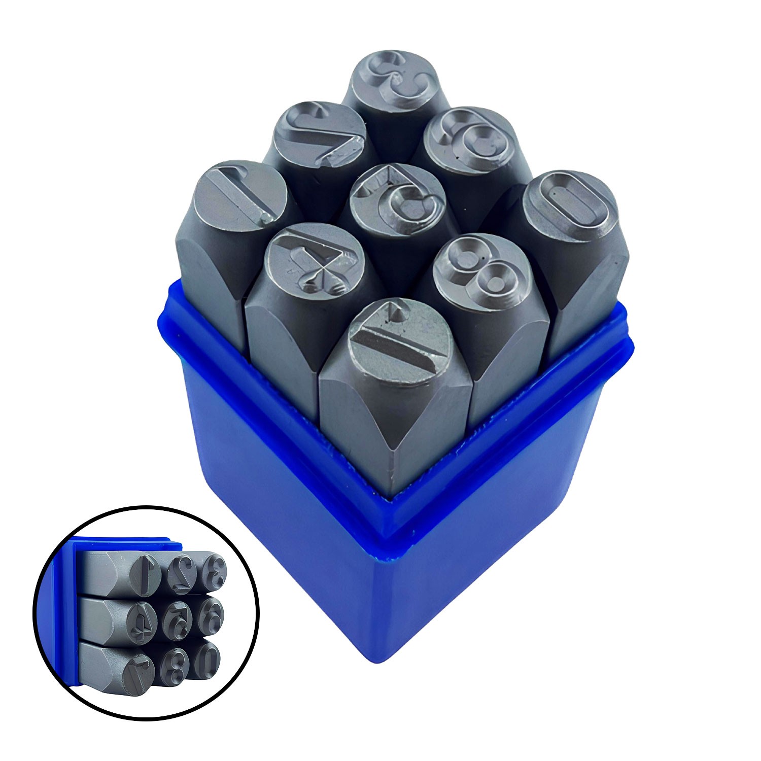 Çelik 10 mm Numaratör 9 Parça Harf Rakam Uç Seti Damgalama Takımı Metal Kazıma 3/8