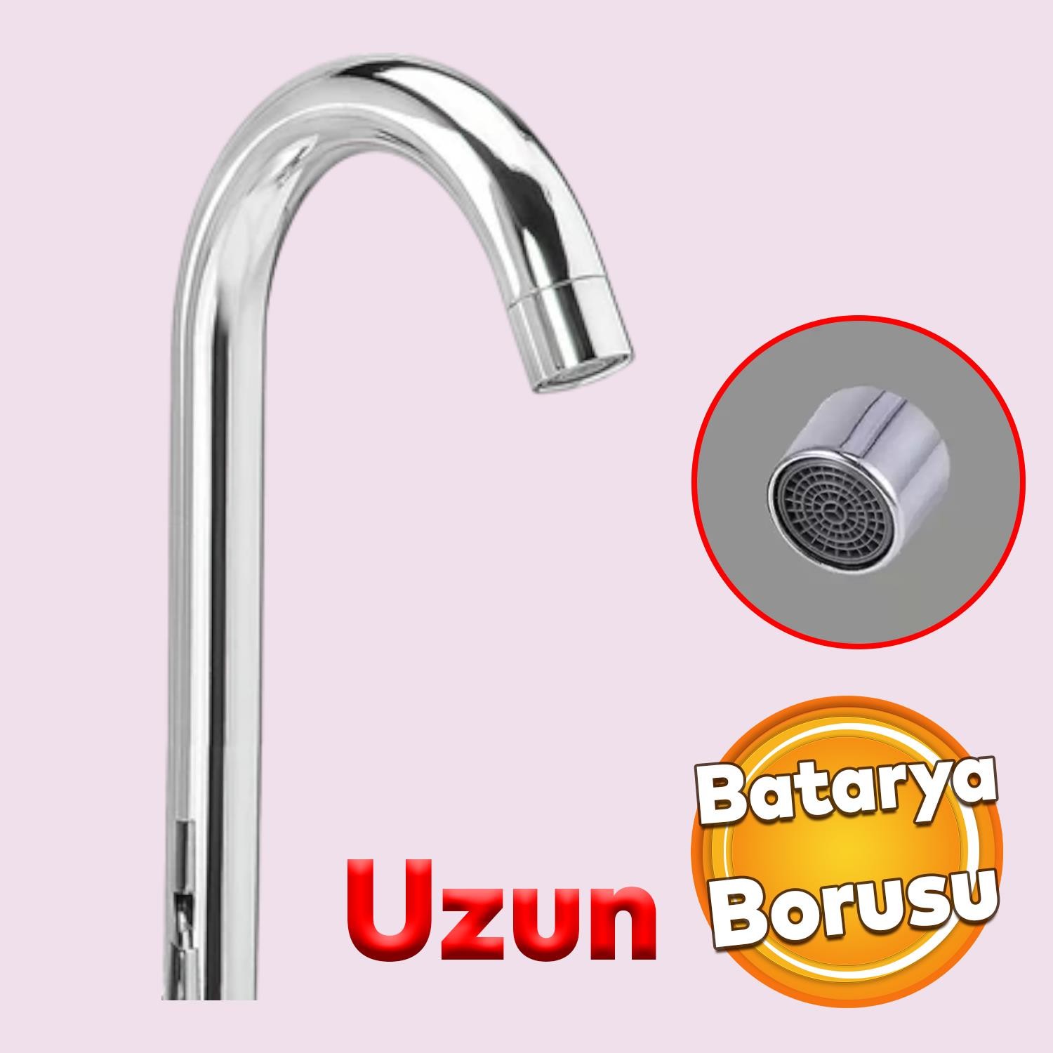 Lavabo Mutfak Musluk Batarya Kuğu Metal Lüks Uzun Evye Borusu Krom Su 360° Dönen Kaliteli Dayanıklı