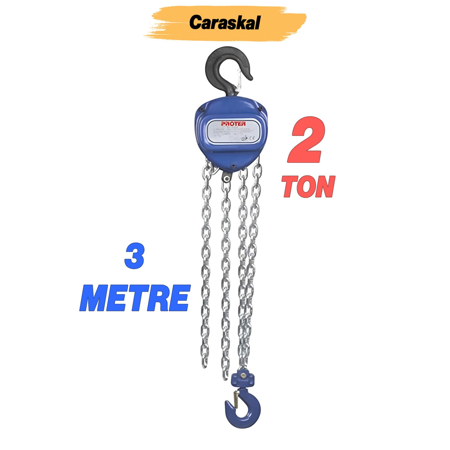 2 Ton 3 Metre Zincirli Caraskal Profesyonel El Vinci Dayanıklı Yük Kaldırma Makinesi Aparat Ceraskal