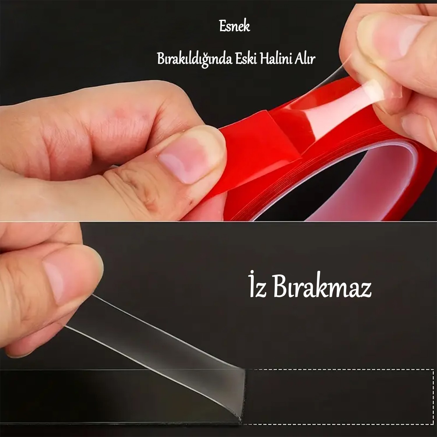 Çift Taraflı Silikon Bant Montaj Bandı Şeffaf 10 mm x 5 Metre Güçlü Çok Amaçlı Yapıştırıcı 1 Adet