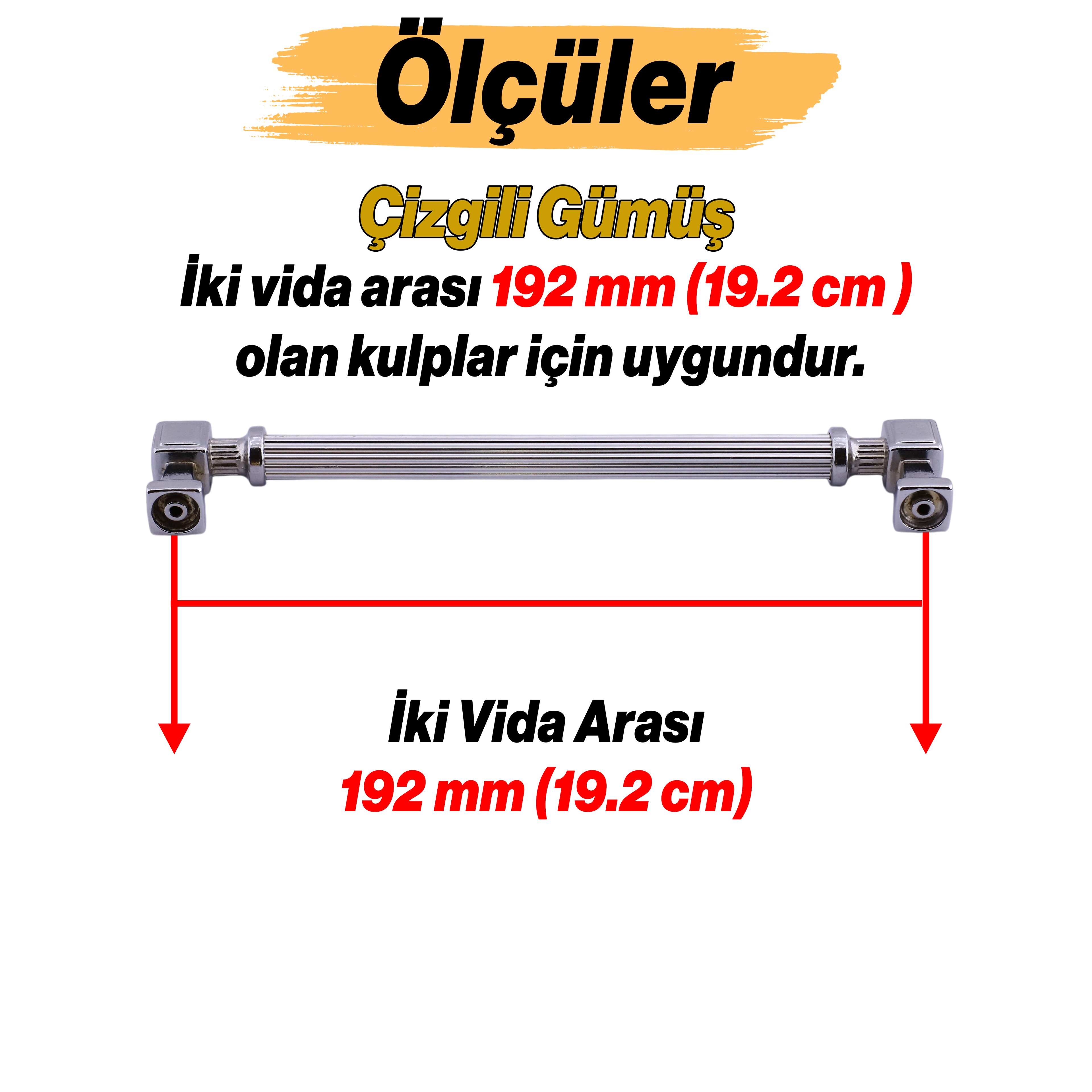 Çizgili Krom Renk 192 mm 19.2 cm Metal Kulp Mobilya Çekmece Mutfak Dolabı Dolap Kulpları Lüks Kulb