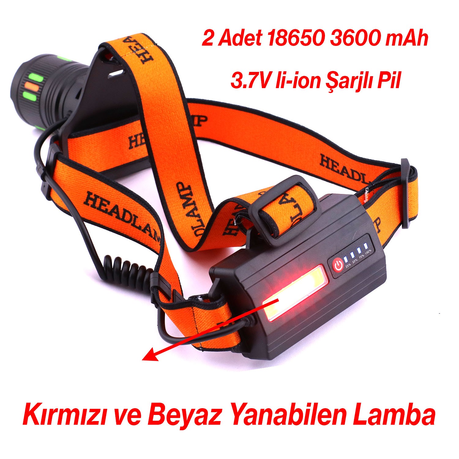 Kafa Lambası Zoomlu 60W Uzun Menzil Usb Şarjlı Powerbank Ledli Işık Su Geçirmez Kamp El Feneri