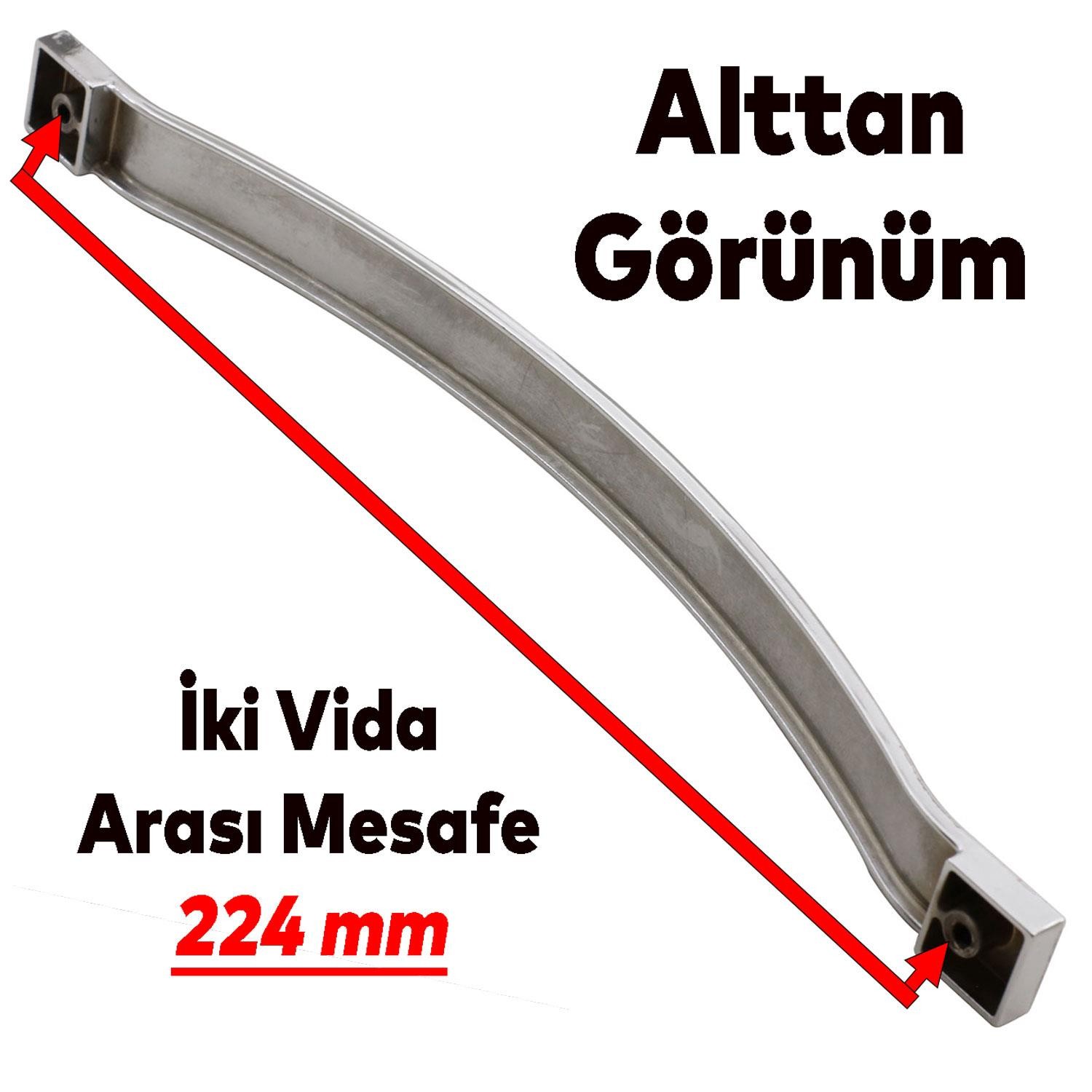 Akasya (224 MM - 22.4 CM) Mobilya Çekmece Mutfak Dolap Dolabı Kapak Kulpu Kulbu Krom Metal Kulpları