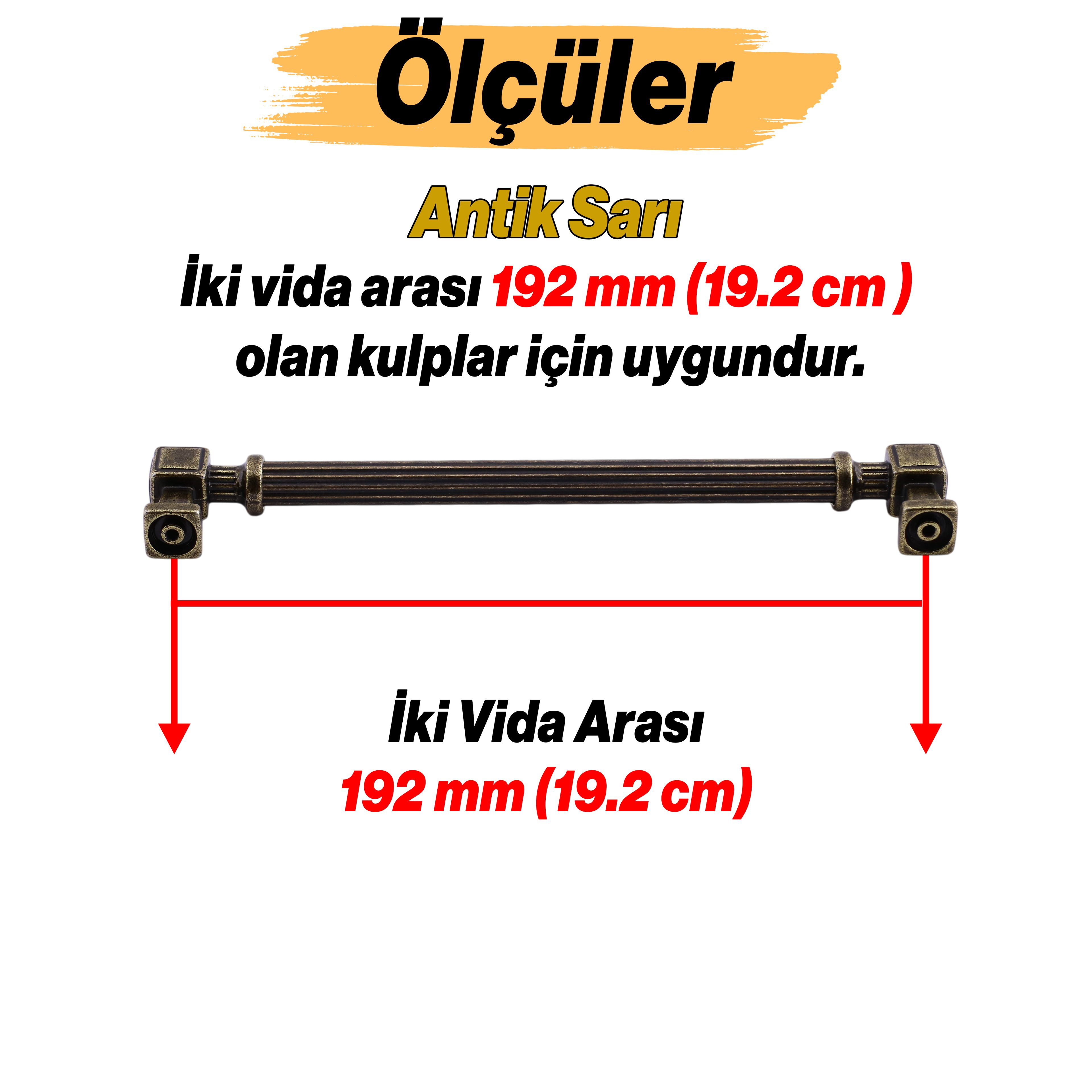 Talas 192 mm Çizgili Antik Sarı Metal Kulp Mobilya Çekmece Mutfak Dolabı Dolap Kulpları Kulb 19.2 cm