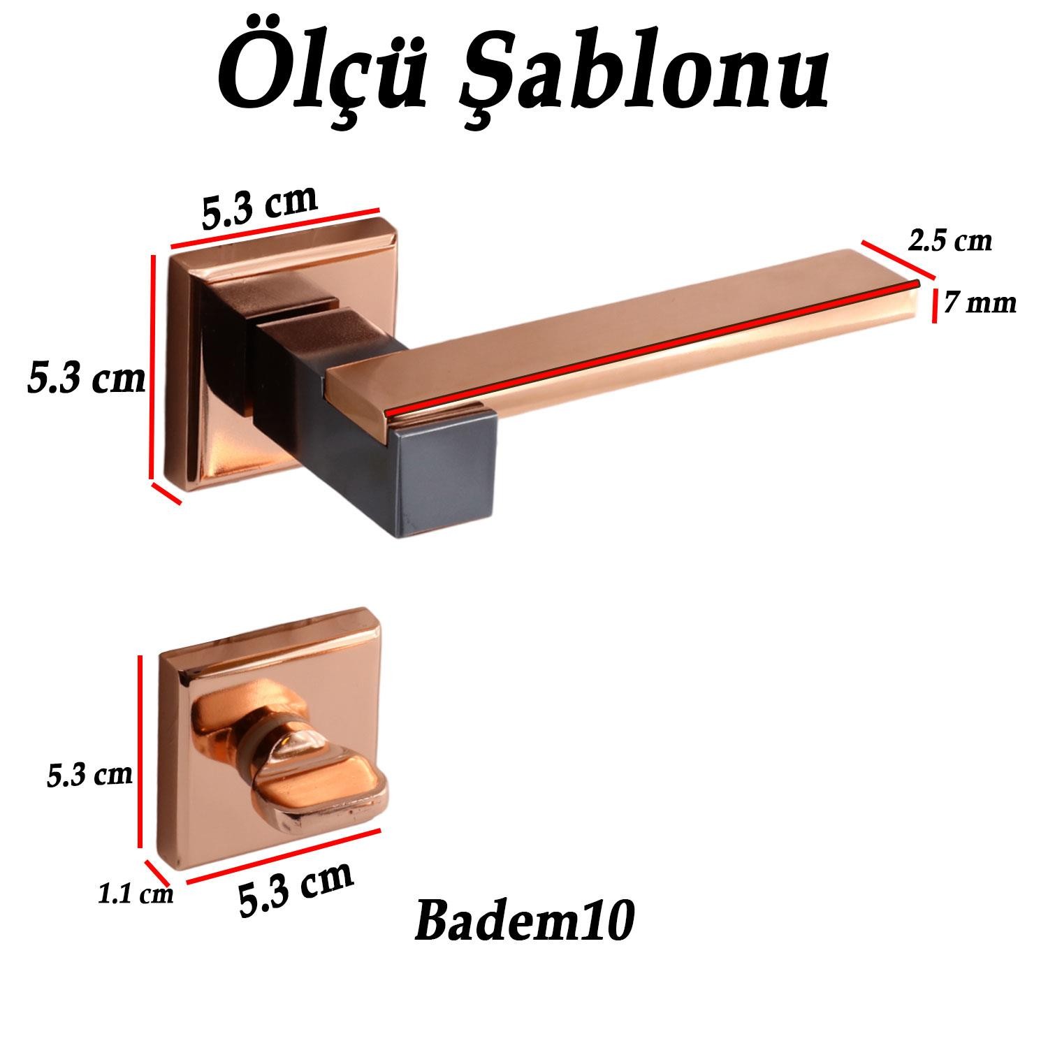 Begonya Lüx Bakır Füme Kare Rozetli Wc-Banyo Kapı Kolu Sağa ve Sola Uygun Kapı Kolları 1 Takım