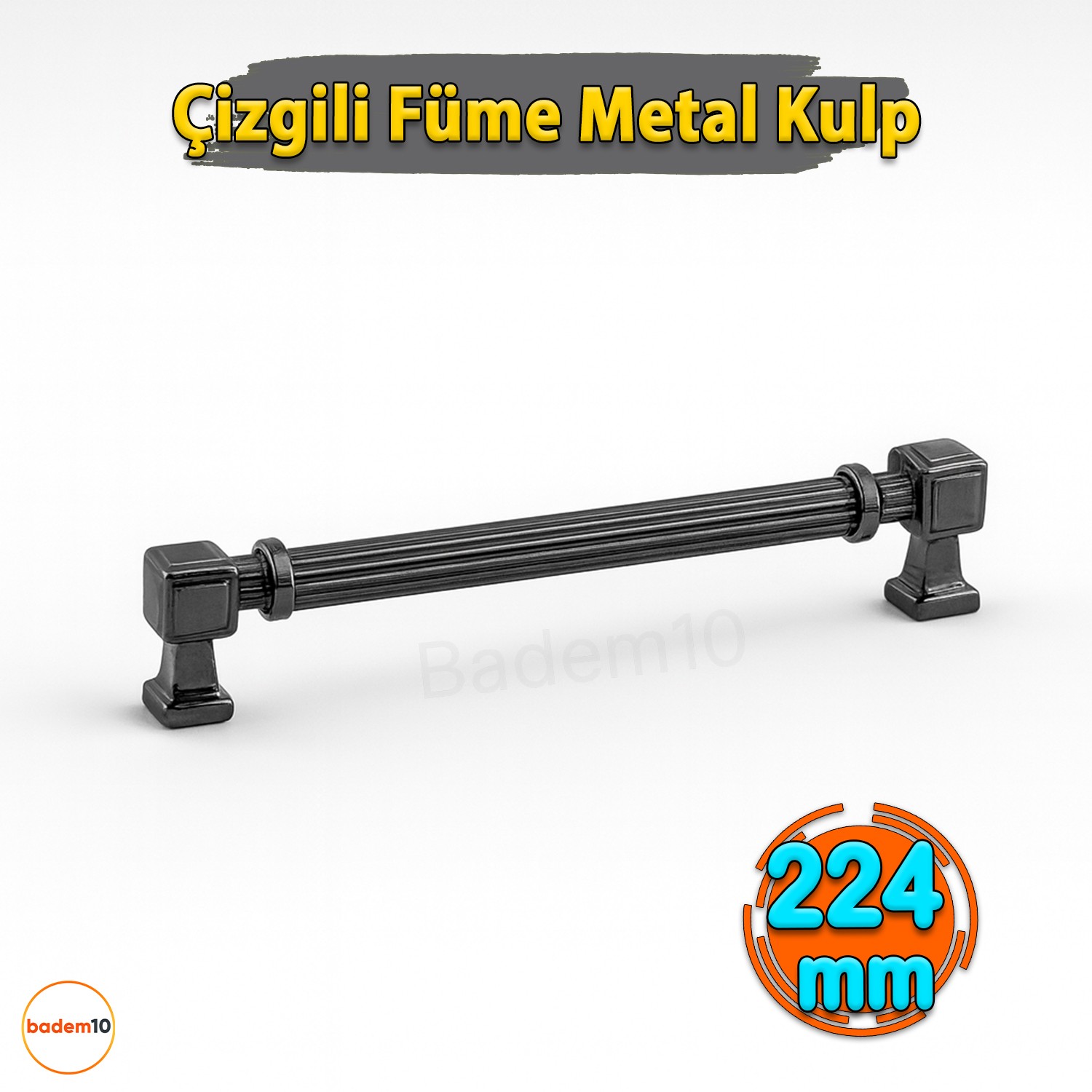 Talas 224 mm Çizgili Füme Metal Kulp Mobilya Çekmece Mutfak Dolabı Dolap Kulpları Kulb 22.4 cm