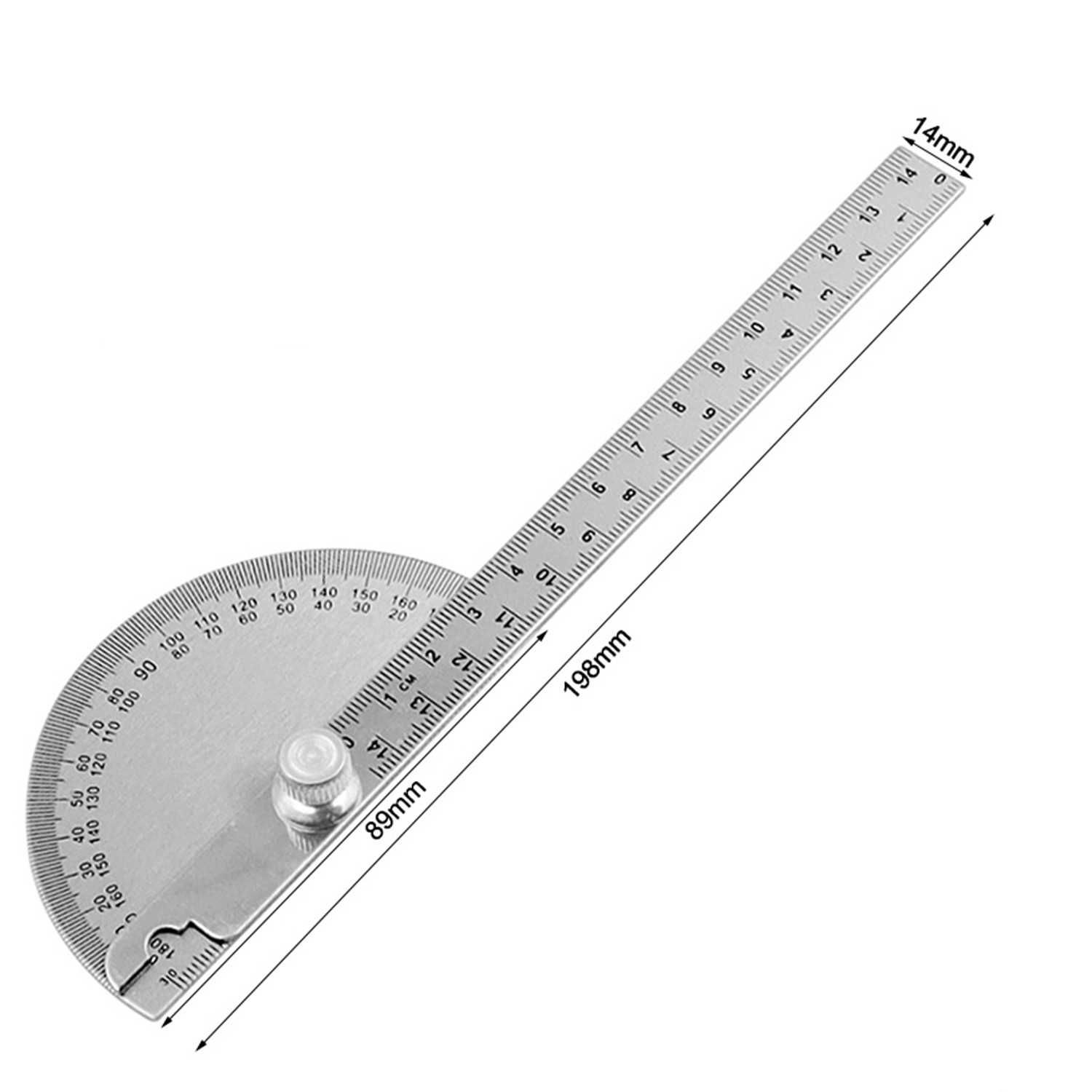 90x150 Mm Paslanmaz Çelik 180° Derece Çok Fonksiyonlu Marangoz Aleti Gönye Açı Ölçer Cetvel İletki