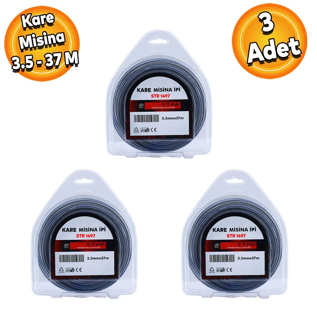 Motorlu Tırpan Kare Misina 3.5 mm 37 Metre Çim Ot Biçme Teli Extra Güç
