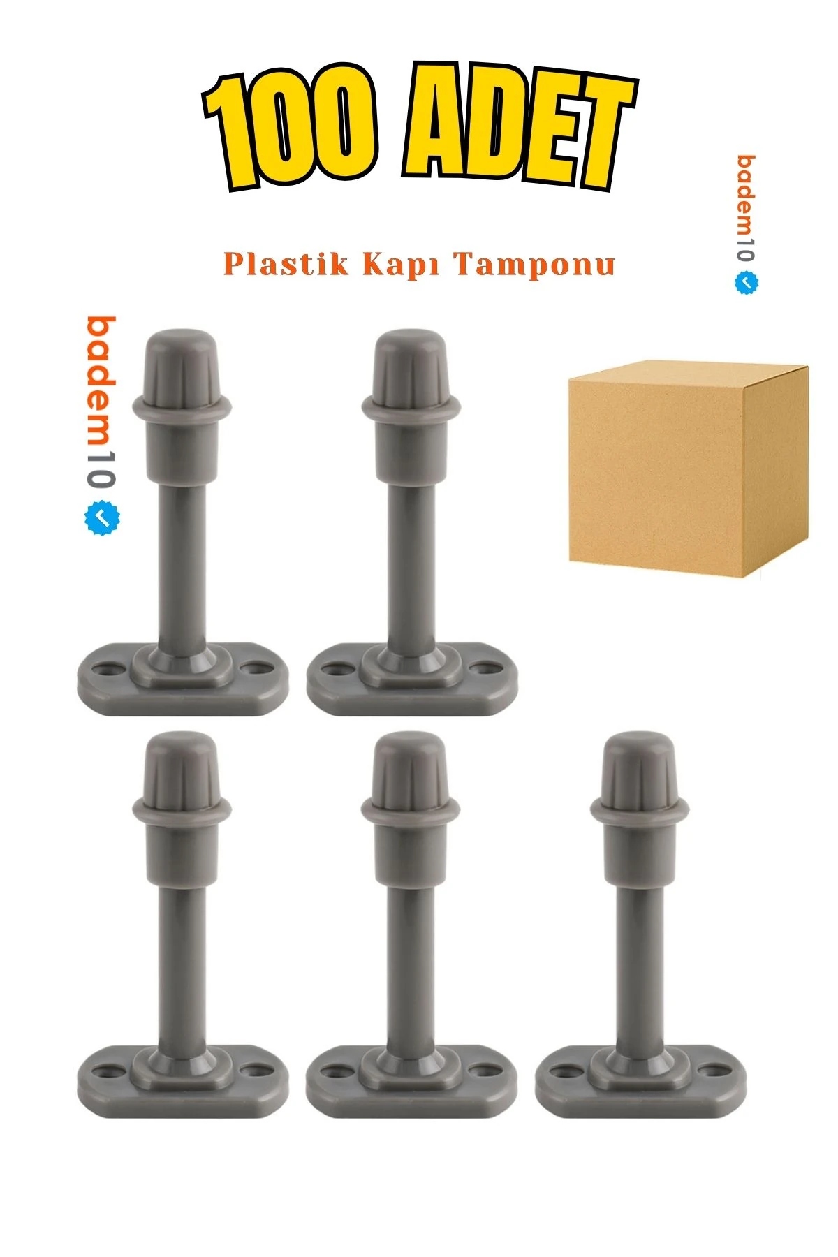 Gri 100 ADET Silikon Kapı Pencere Arkası Vidalı Duvar Koruyucu Tampon Mobilya Stoperi Durdurucu Set