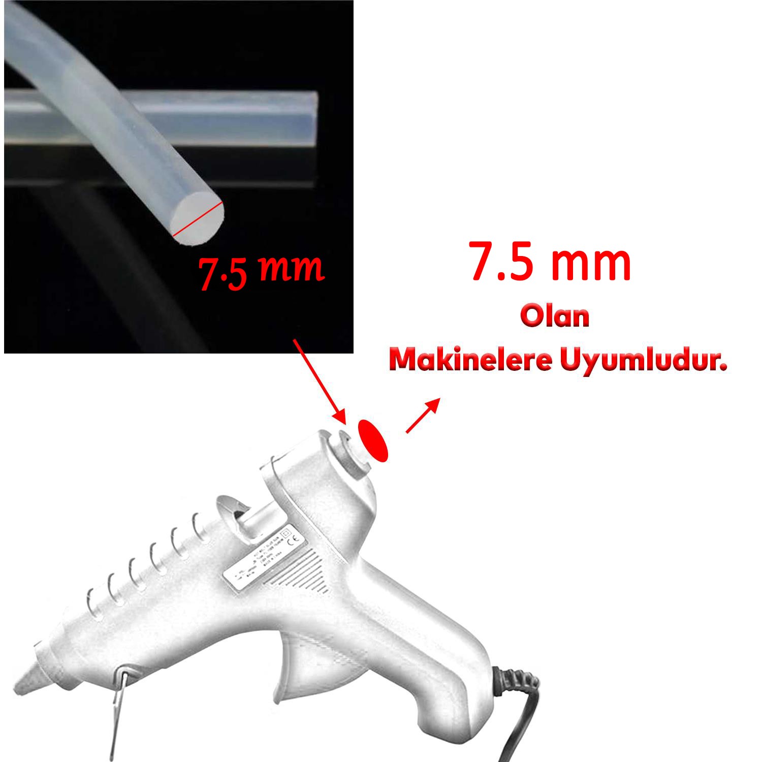 İnce Mum Silikon 7.5 mm Uzunluk 30 cm Çubuk Sıcak Silikon Hobi Eşya Maket Yapıştırma Slikon 10 ADET