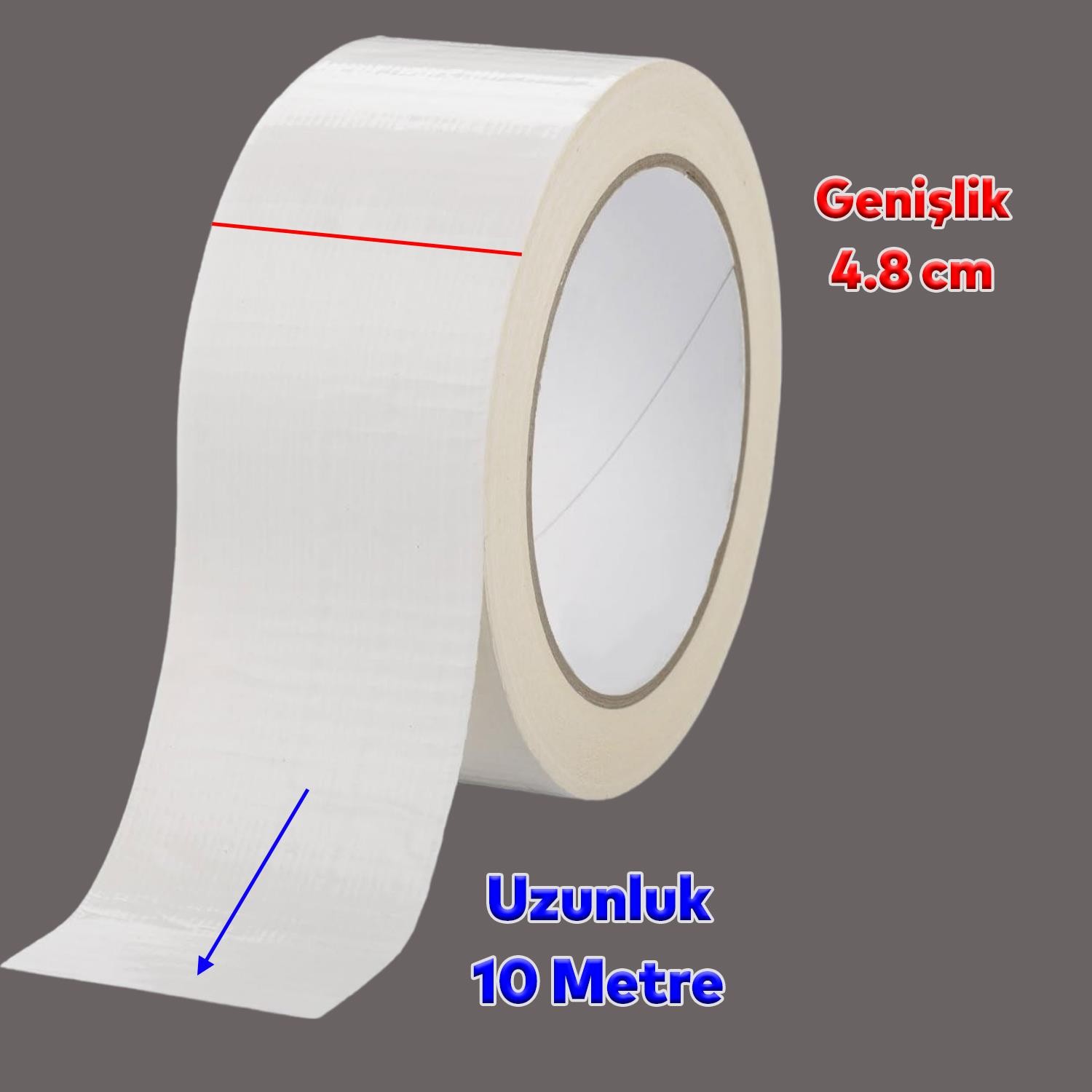Tamir Onarım Tadilat Bandı 48 mm x 10 Metre Çok Amaçlı Beyaz Takviye Bant Güçlü Yapıştırıcı