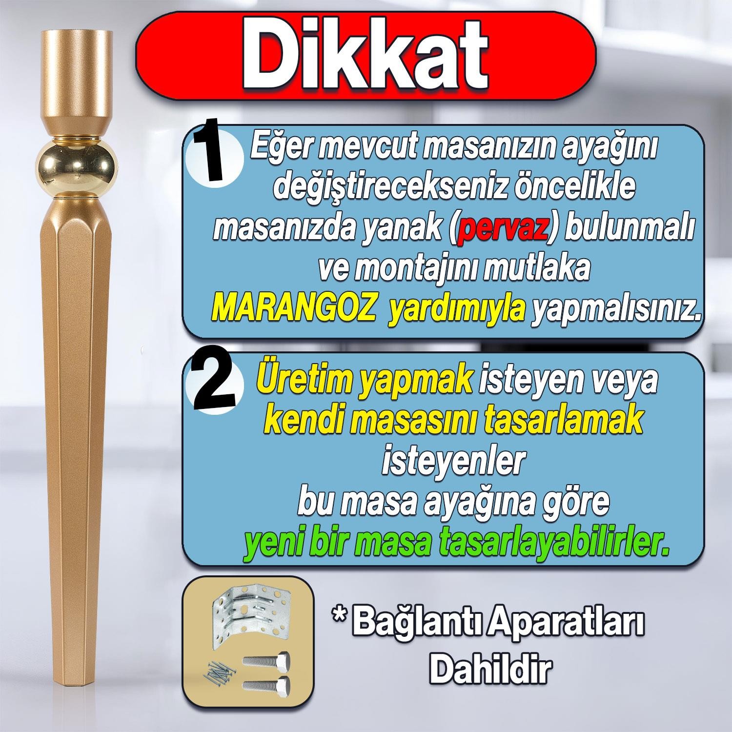 4 Adet Elips Masa Dresuar Ayağı 75 cm Plastik Gold Altın Mutfak Yemek Masası Mobilya Ayakları