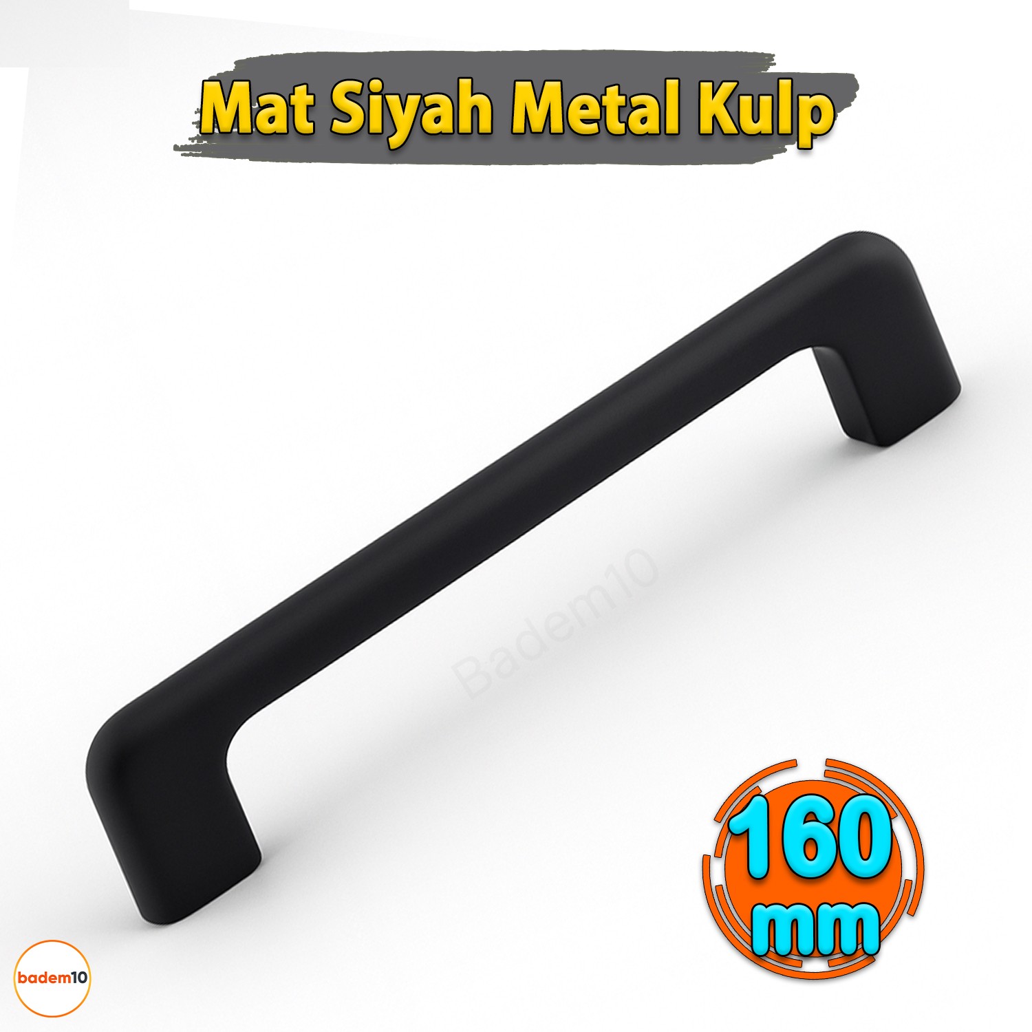Ilıca Mat Siyah Metal Kulp 160 mm - 16 cm Mobilya Çekmece Mutfak Dolabı Dolap Kulpları Kulbu Kulpu