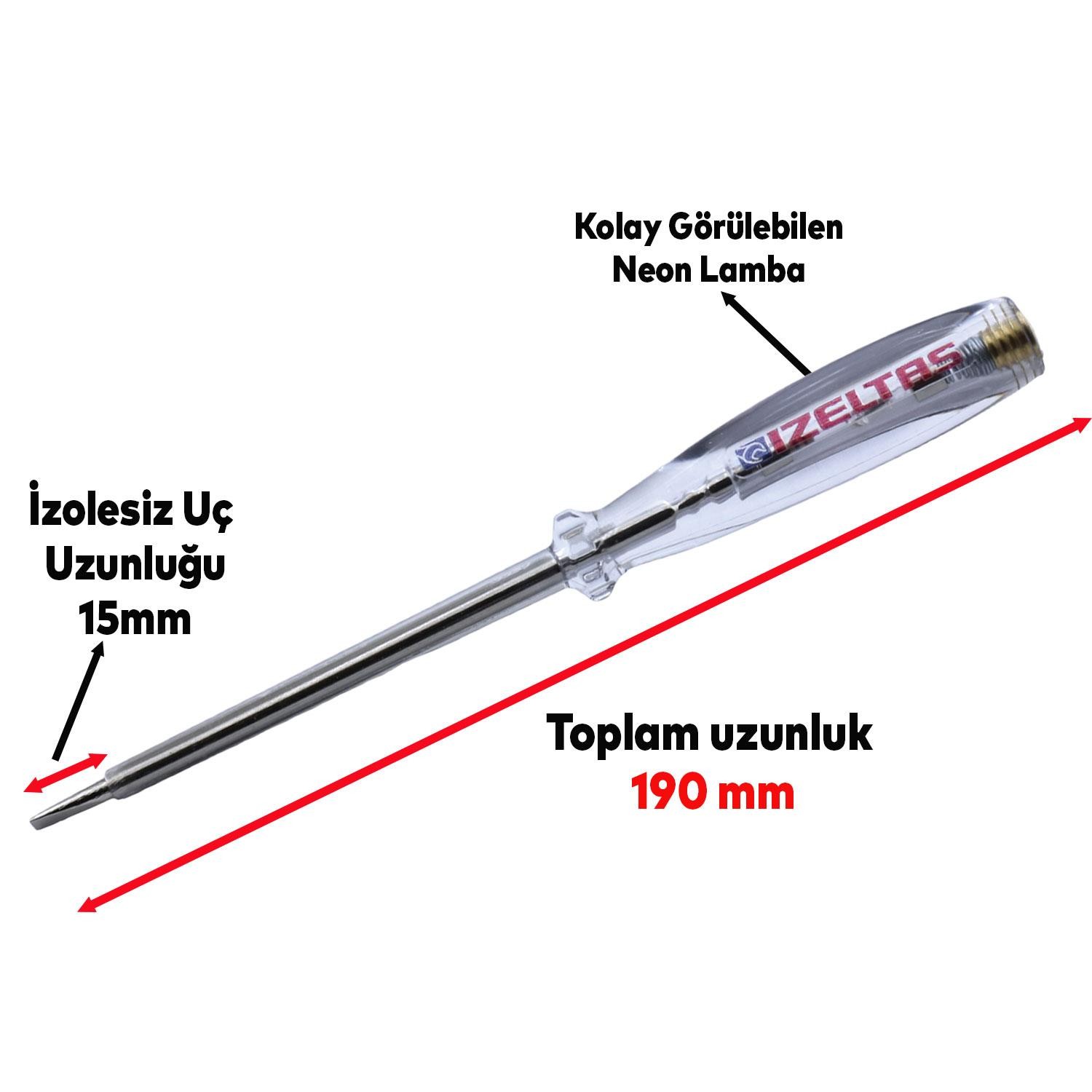 İzeltaş 190 mm Düz Elektrik Kontrol Kalemi