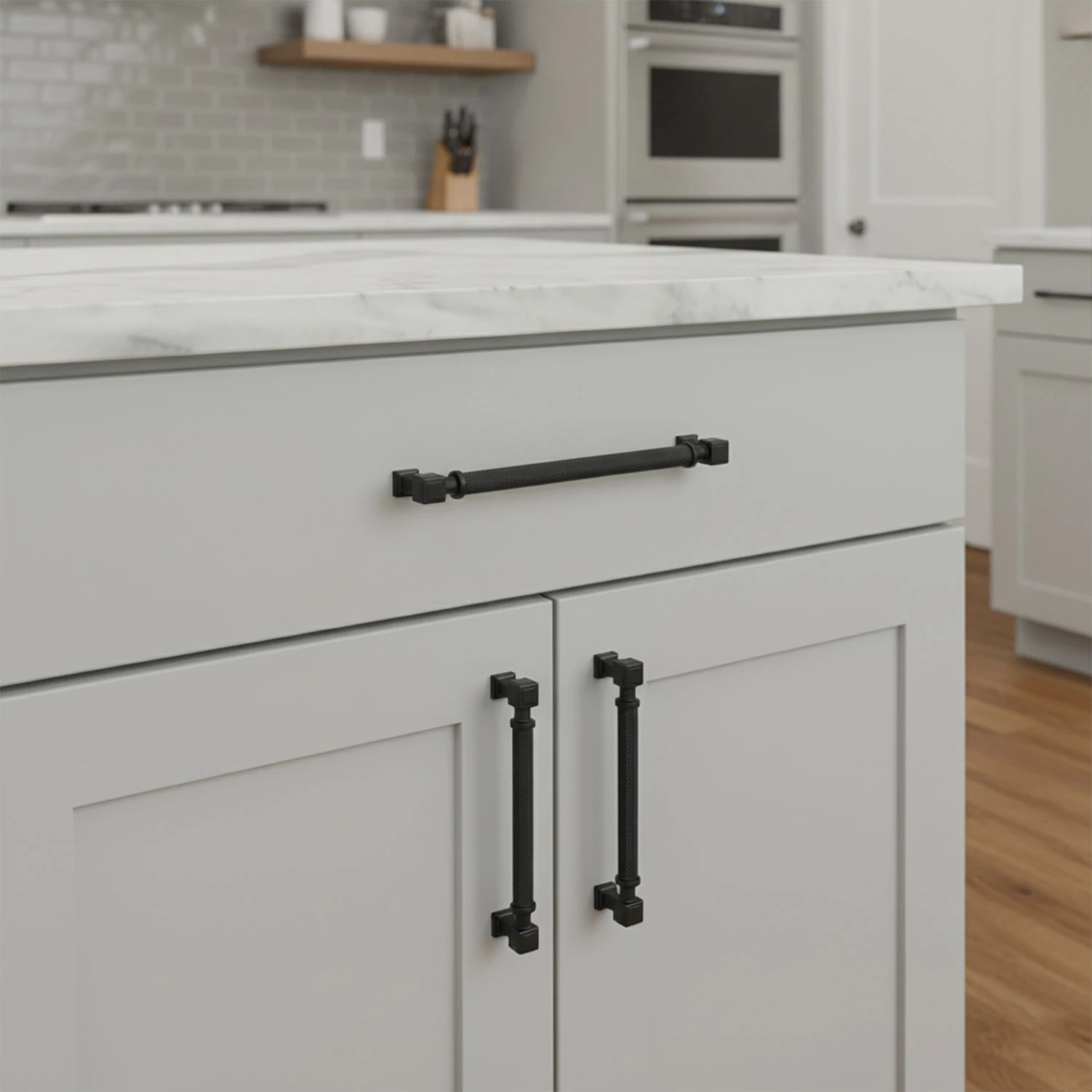 Talas Tırtıklı 288 mm Siyah Renk Metal Kulp Kapak Kulpu Modern Mobilya Çekmece Dolap Kulpları