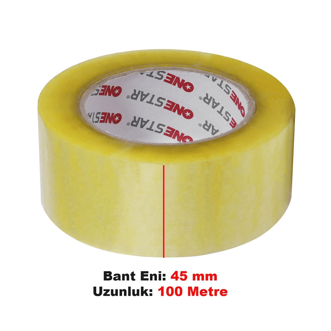 Akrilik Koli Bandı 45mm x 100m Dayanıklı Güçlü Şeffaf Bant Toptan Koli Bazlı Satış 72 Adet