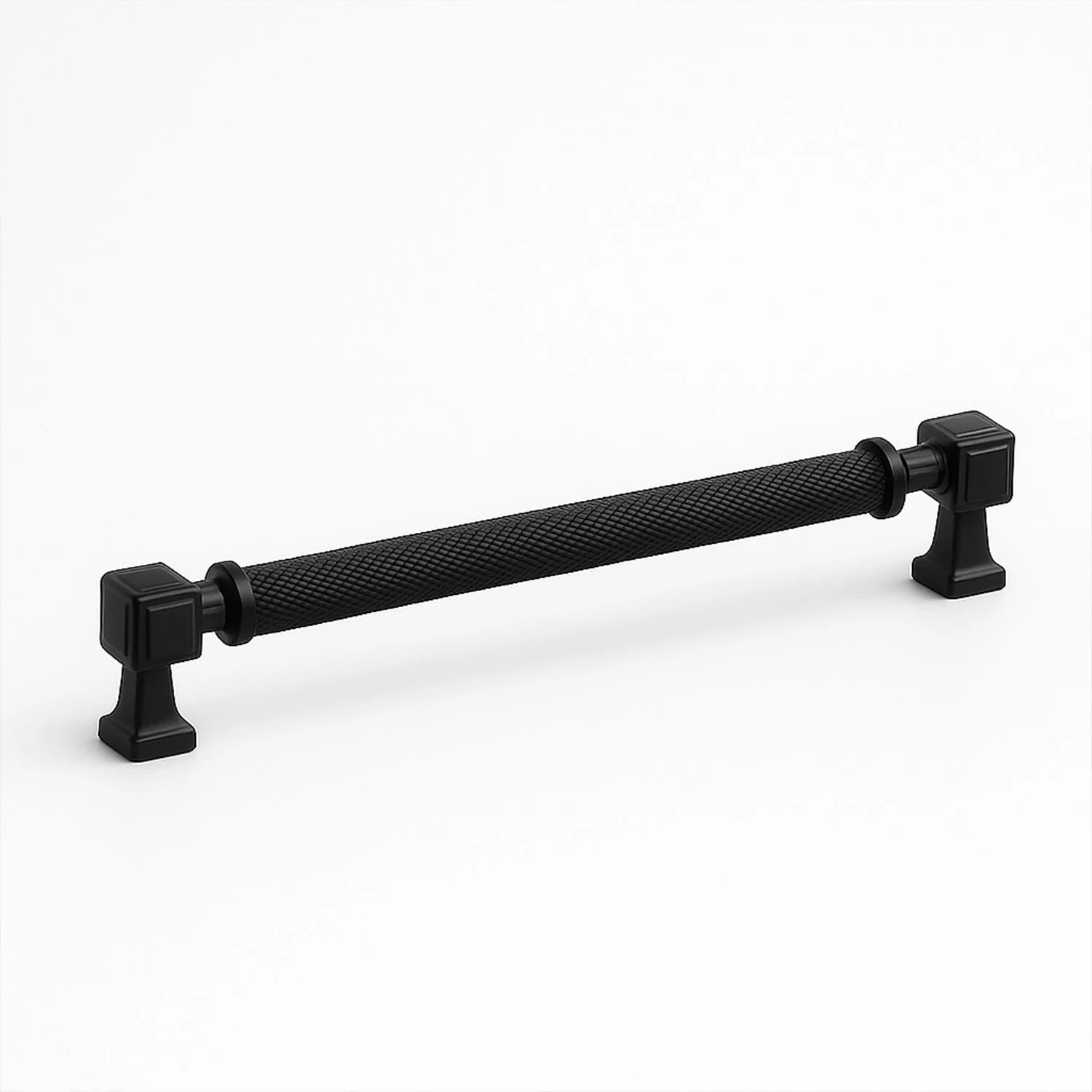 Talas Tırtıklı Siyah Renk 256 mm Metal Kulp Kapak Kulpu Modern Mobilya Çekmece Dolap Kulpları