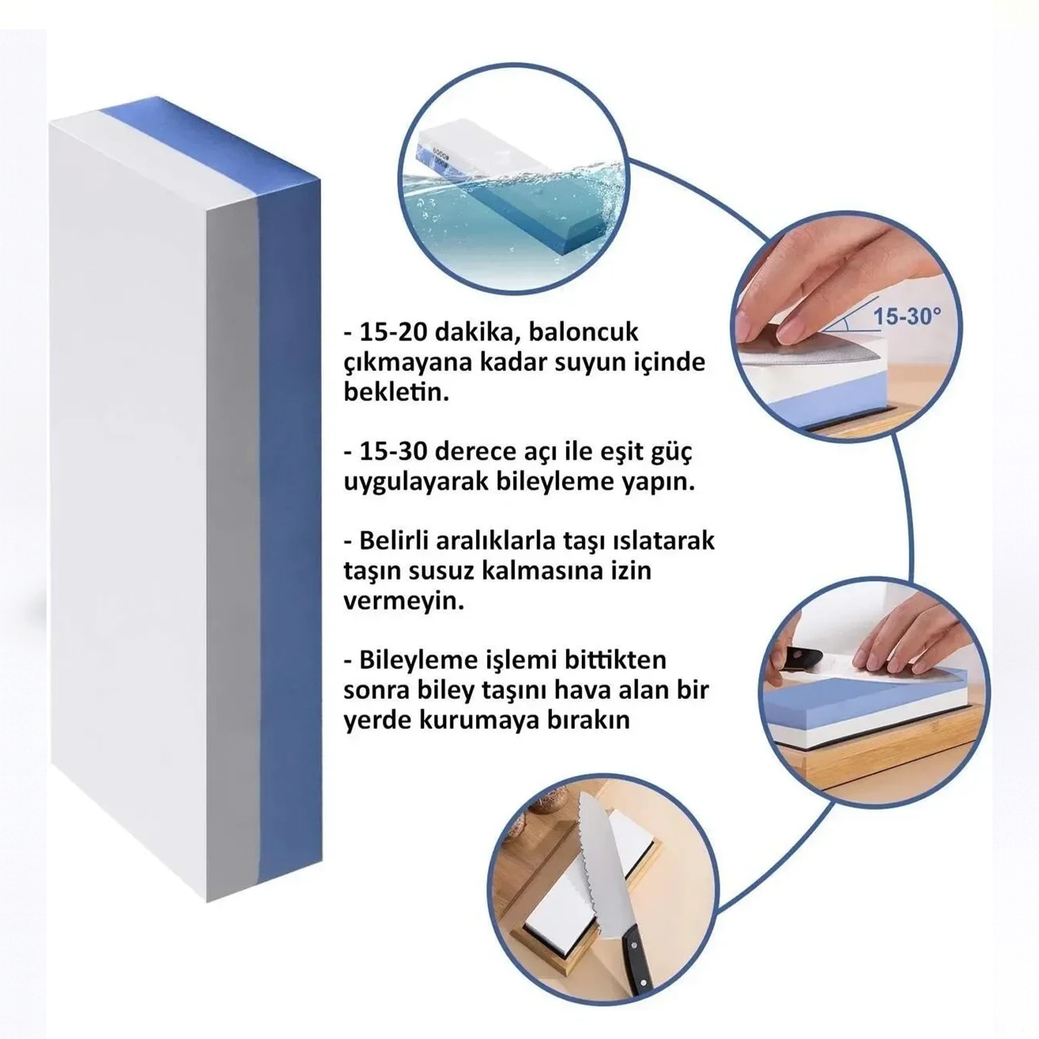 1000/6000 Grit Kum Çift Taraflı El Taşlama Profesyonel Bıçak El Aletleri Makas Şef Biley Bileme Taşı