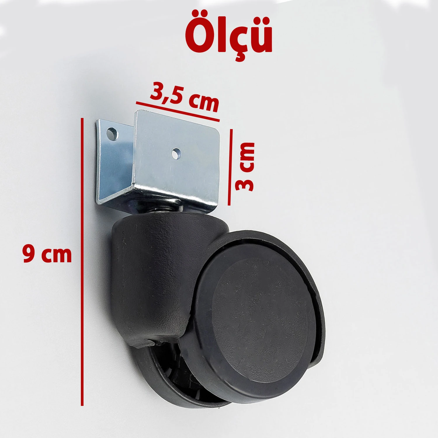 Koltuk Tekeri 4’lü Set Kısa U Tablalı Dönerli Siyah Metal Gövde Dayanıklı Yapı 360 Derece Döner