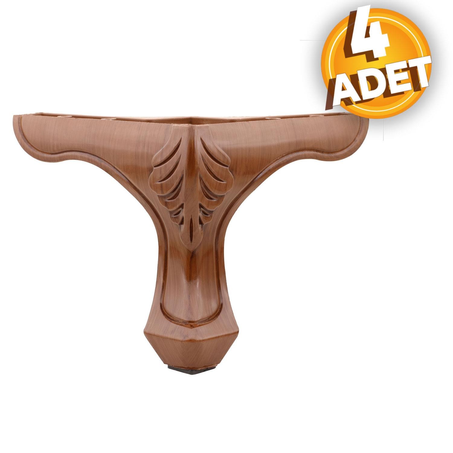 Lukens Mobilya Kanepe Koltuk Tv Ünitesi Puf Ayağı 14 Cm Ahşap Desenli Kahverengi Baza Ayakları 4adet