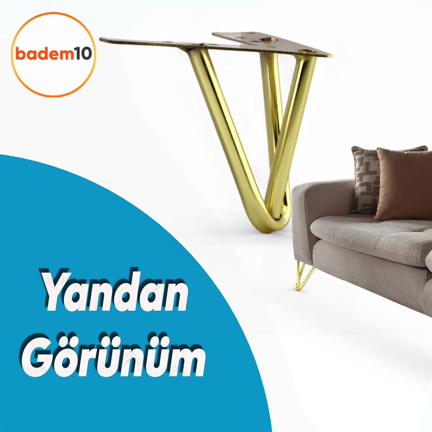 Üçgen Metal Gold Altın Ayak 10 cm Lüks Mobilya Kanepe Berjer Sehpa Ünite Koltuk Ayağı Baza Ayakları