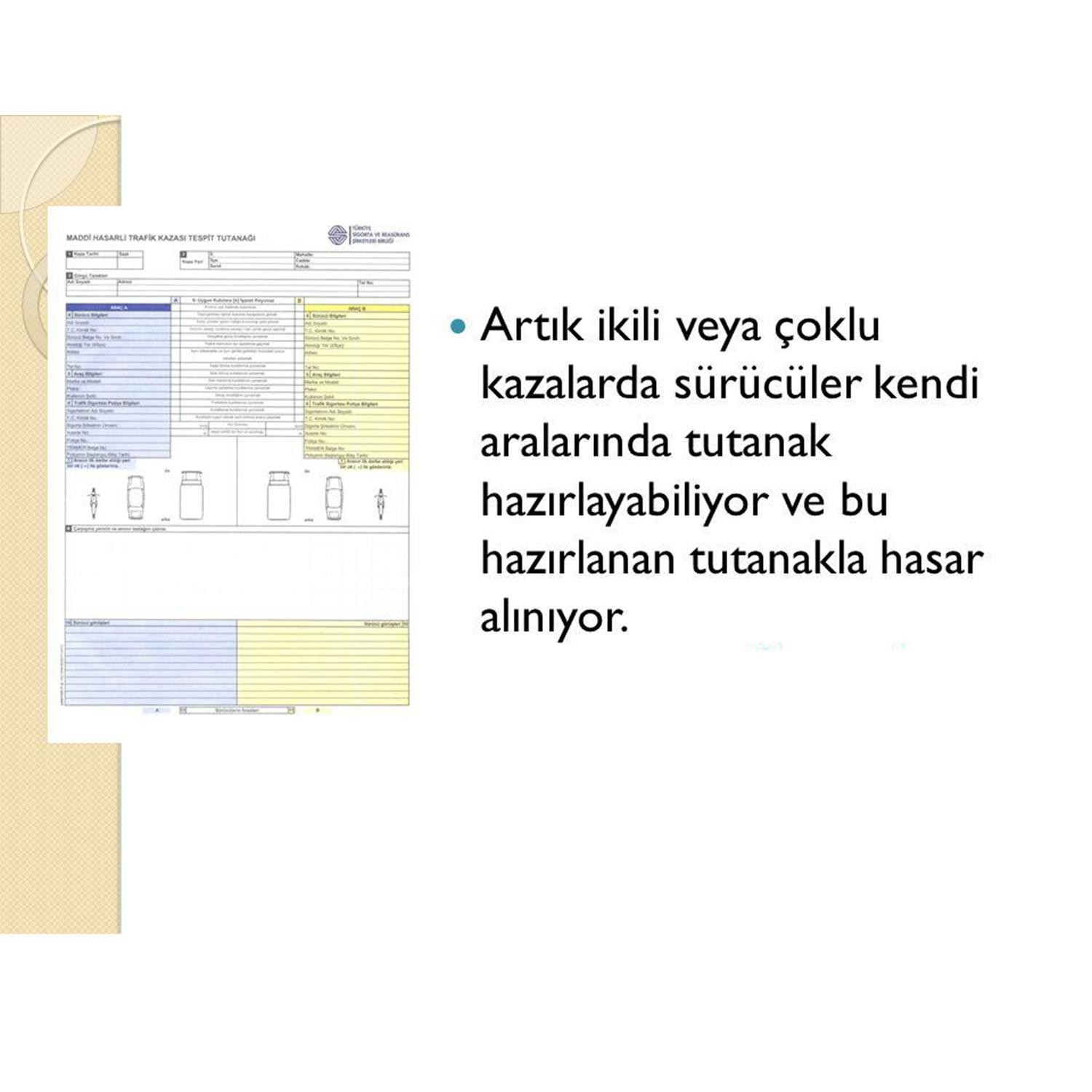 Automix Araba Araç Otomobil Maddi Hasarlı Trafik Kazası Tespit Tutanağı Bilgi Formu Yazı Kalem  