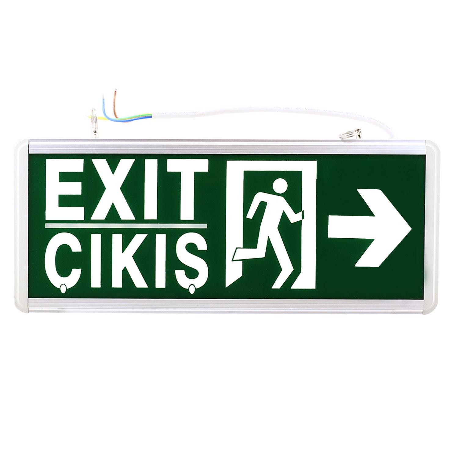 Acil Çıkış Levhası Exit Çıkış Sağ Sol Ok İşaretli Ledli Şarjlı Yönlendirme Levhası