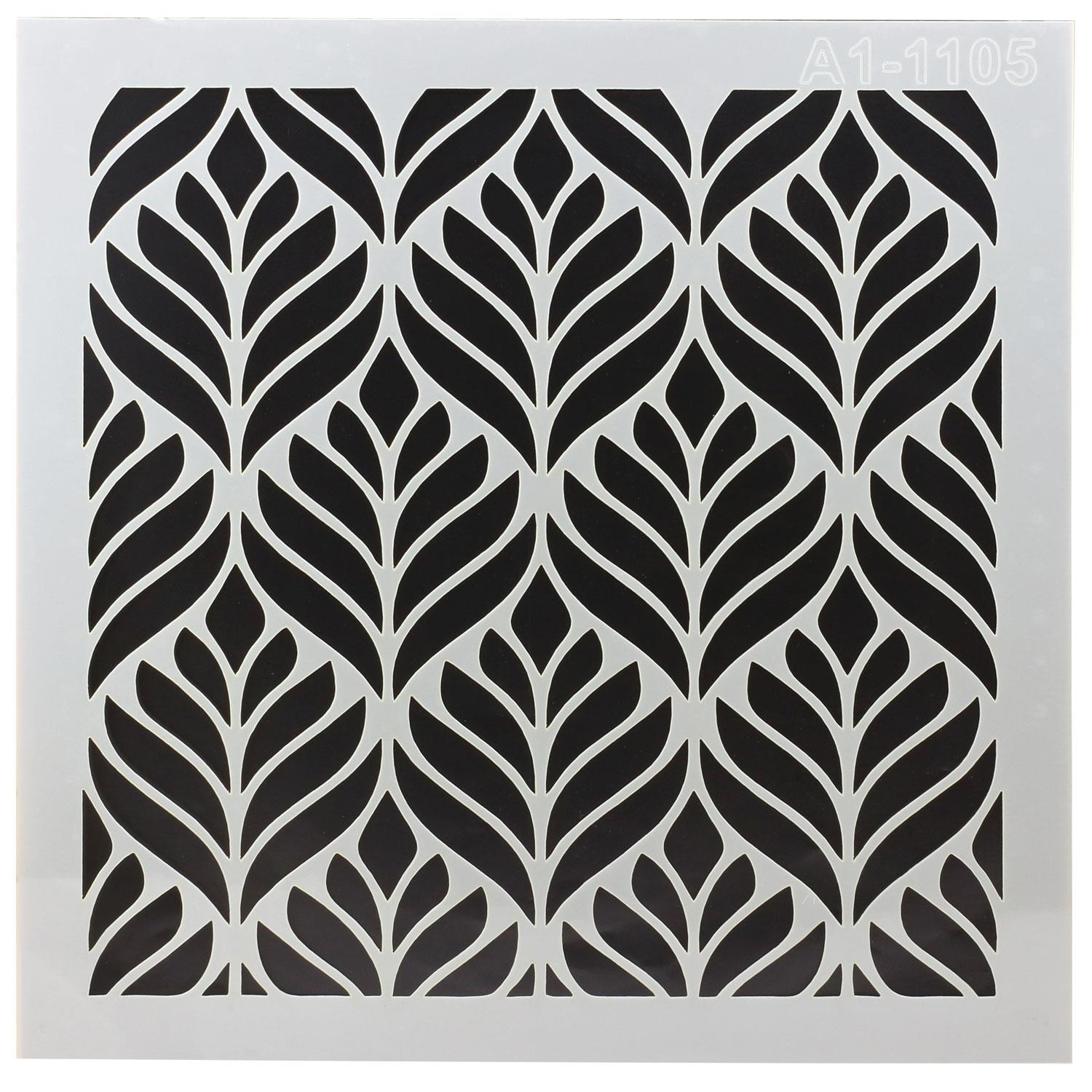 Stencil Duvar Boyama Şablon Tasarım Yaprak Desen Tekrar Kullanılabilir 30x30 cm