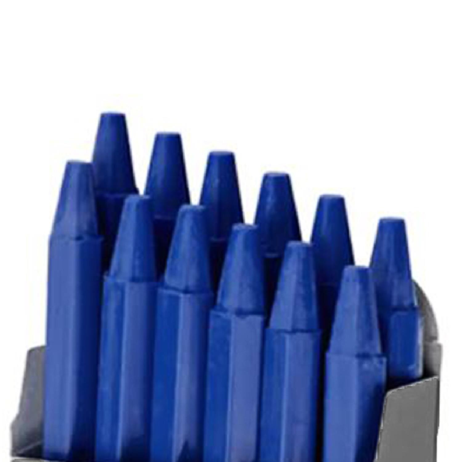 Silinebilir Yağlı Tozsuz Tebeşir Kalem Metal Plastik Cam Ahşap Yüzey İşaretleyici Mavi 12 Adet