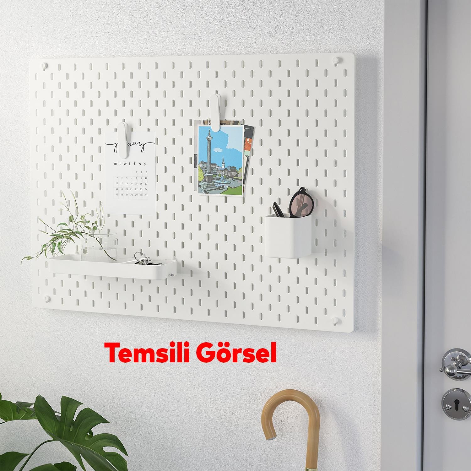 Plastik Delikli 7 Parçalı Organizer Levha Duvara Sabitlenebilir Çok Amaçlı Anahtarlık Pano 40x28 cm