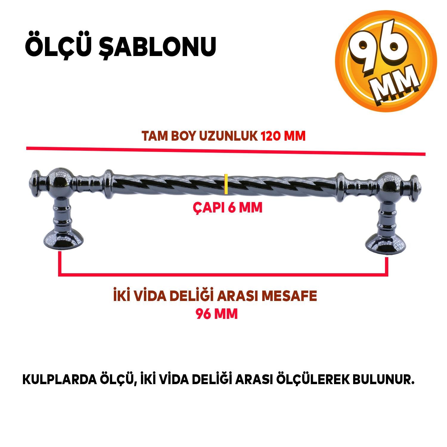 Burgu Mobilya Mutfak Dolabı Çekmece Dolap Kapak Kulpu Kulpları Kulbu Füme (96 MM-9.6 CM) Metal Kulp