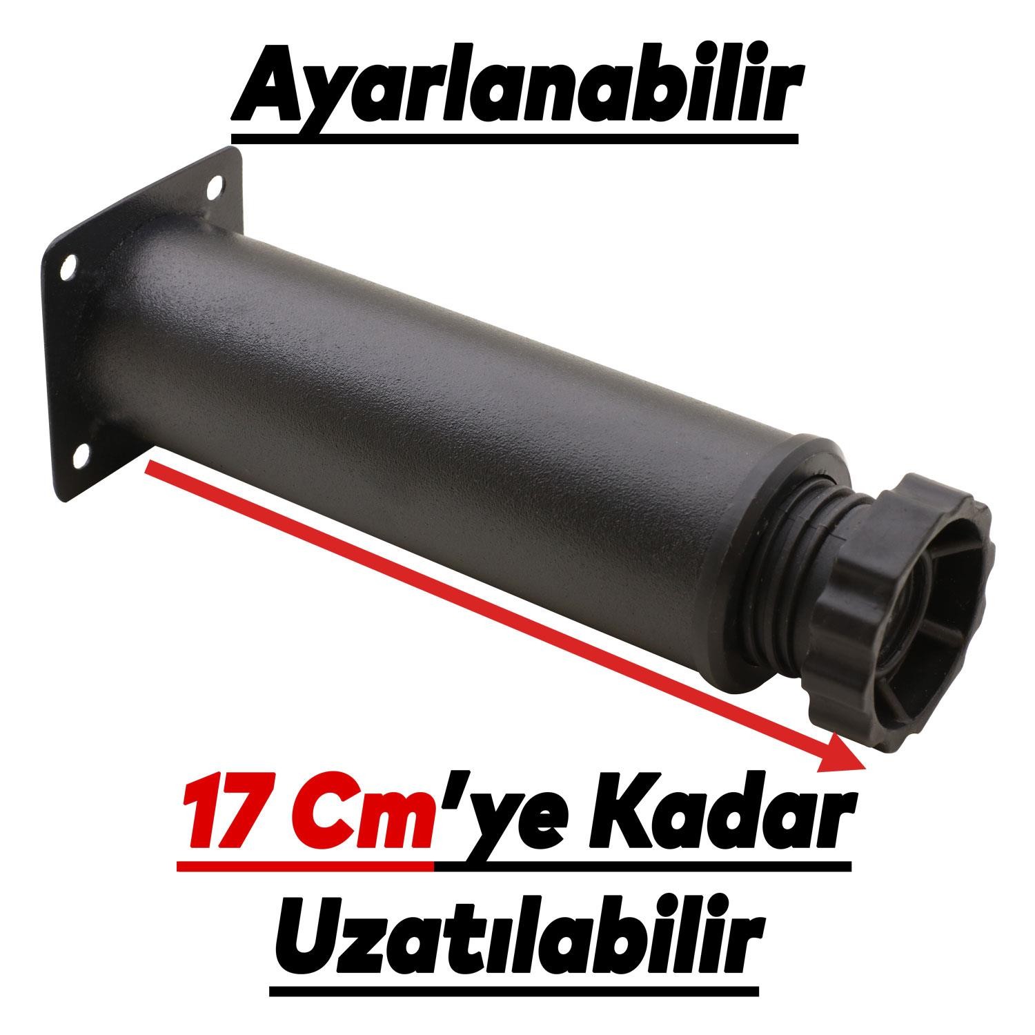 Ayarlanabilir Mobilya Kanepe Baza Koltuk Metal Destek Yükseltici Ayağı 15 Cm Siyah Ayakları (8 ADET)