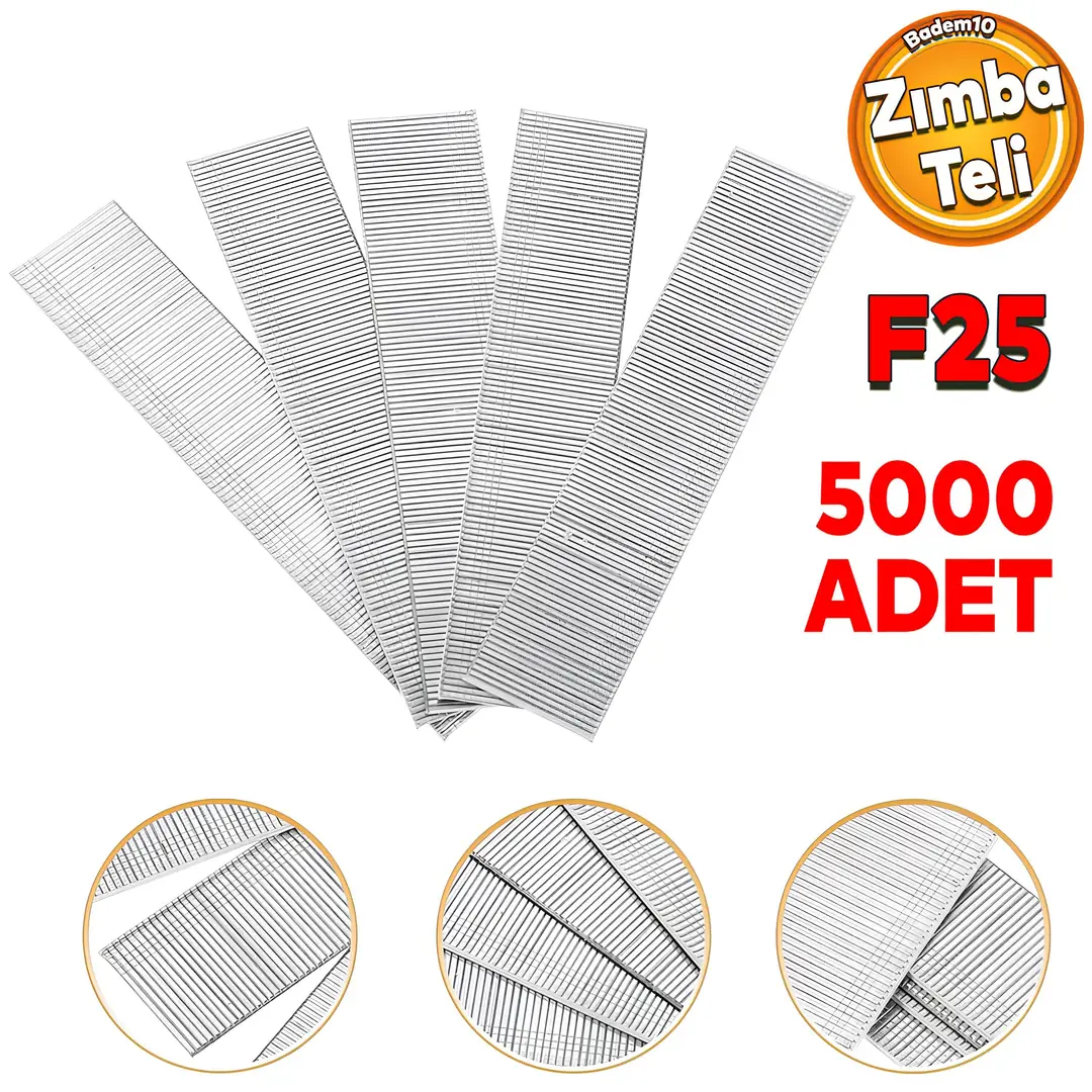 Zımba Teli F25 Sanayi Tipi 25 mm Makina Çivi Çivisi Süpürgelik