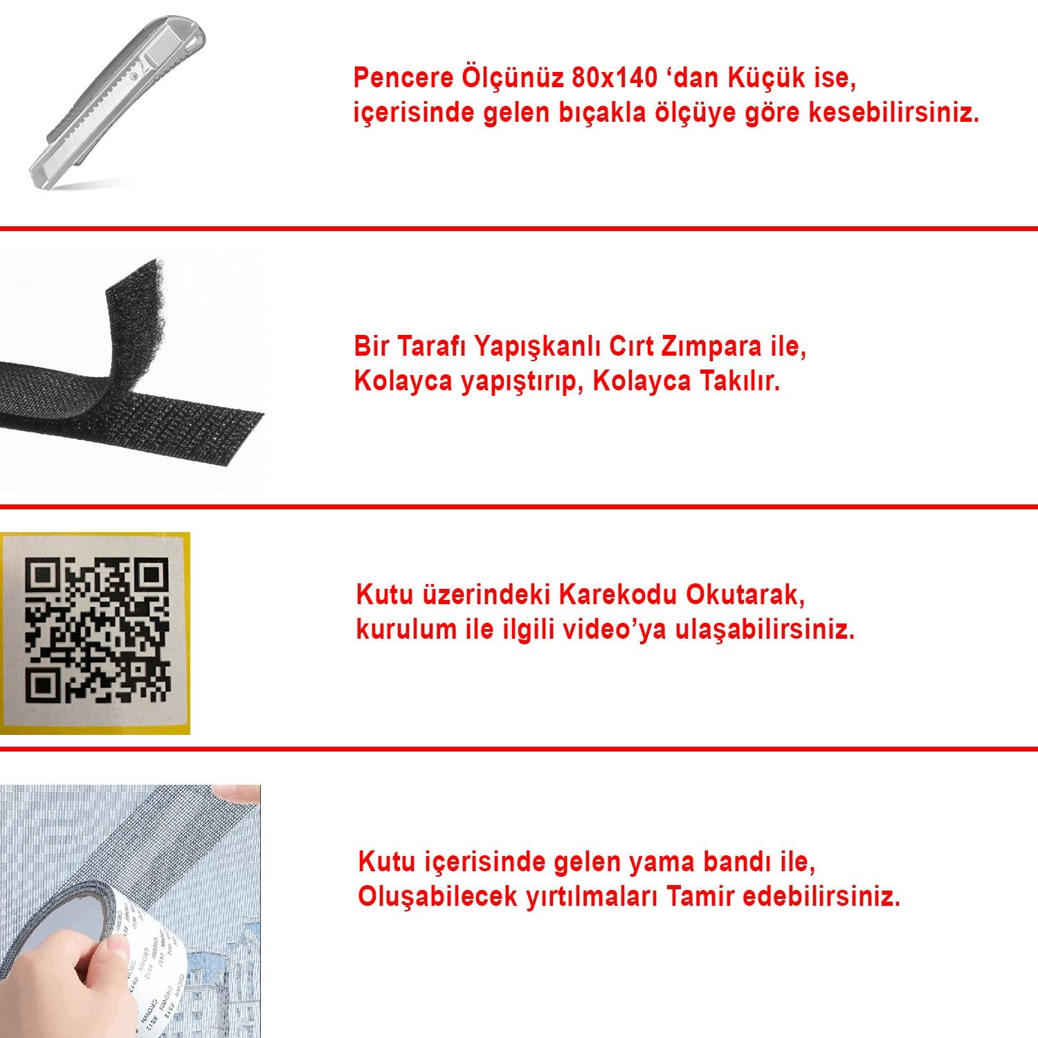 Process Pratik Hazır Sineklik Pencere Kapı Sinekliği 80 x 140 Cm